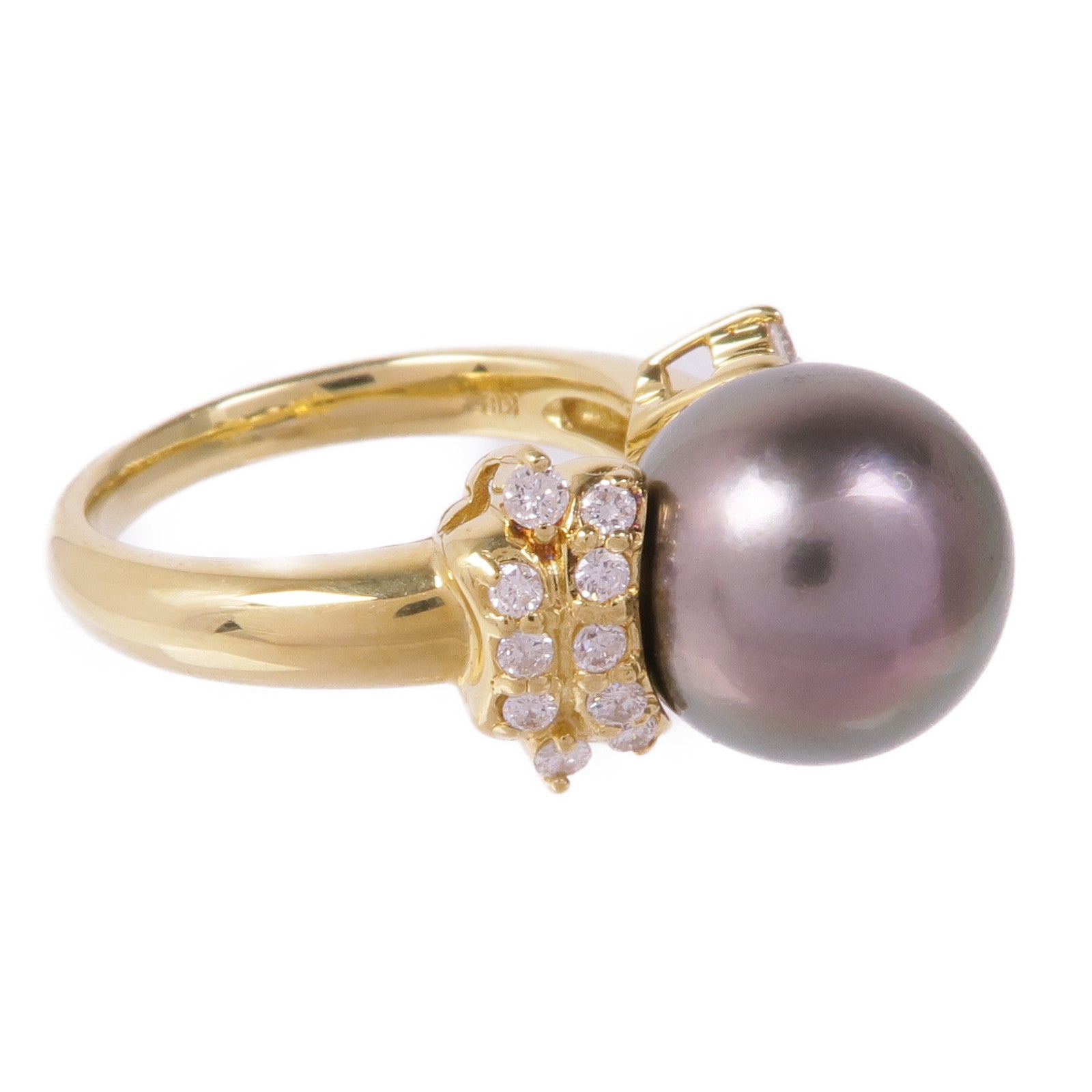 JEWELRY 18K黃金Pearl Diamond Ring珍珠/鑽石戒指US#6