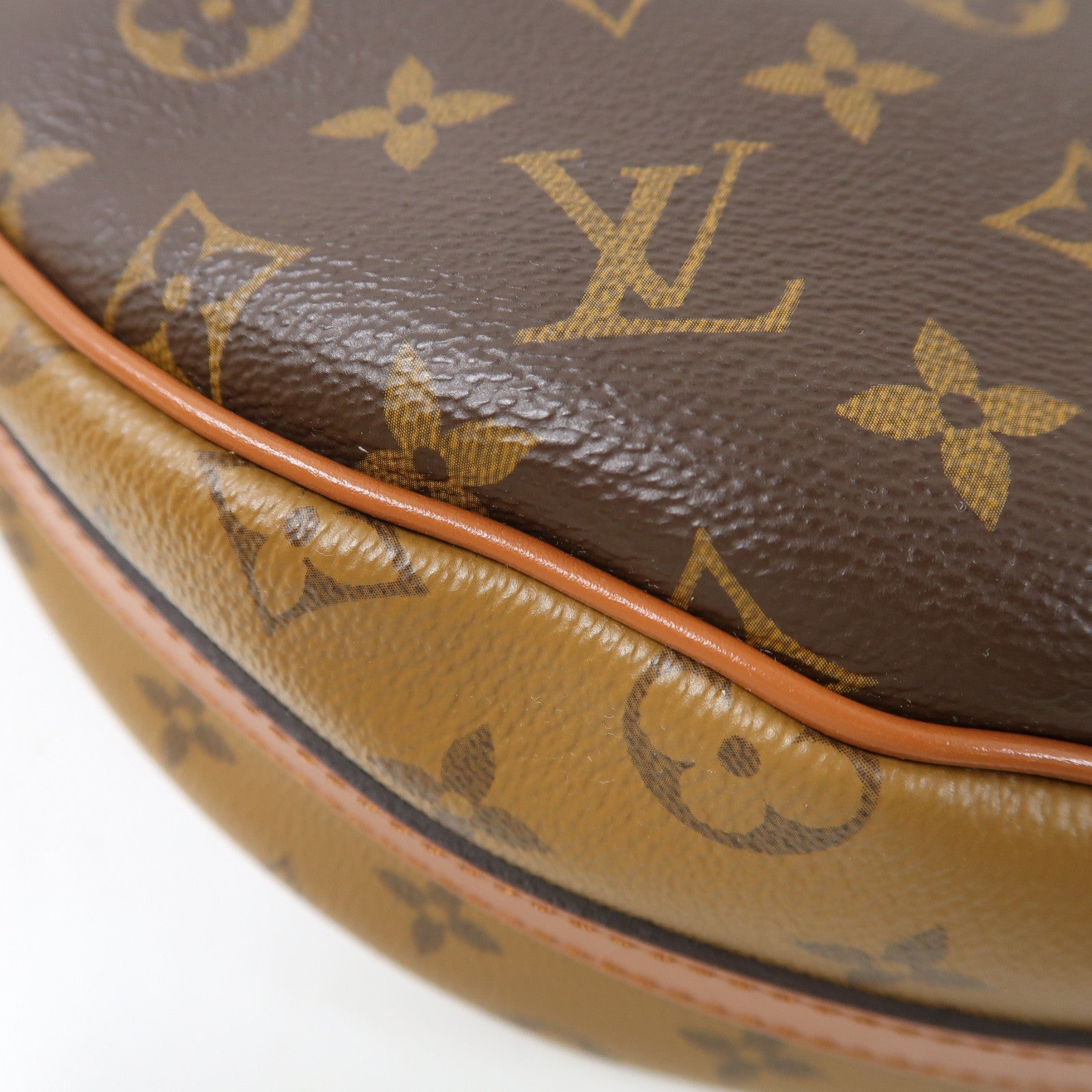 LOUIS VUITTON Monogram Reverse Loop Hobo金扣手挽肩背兩用袋棕色