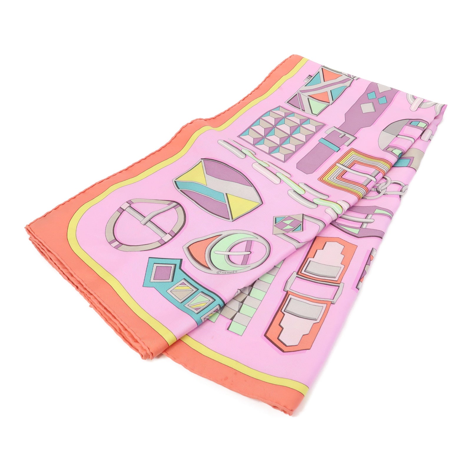 HERMES 【激減優惠】絲質Scarf 90x90絲巾粉紅色