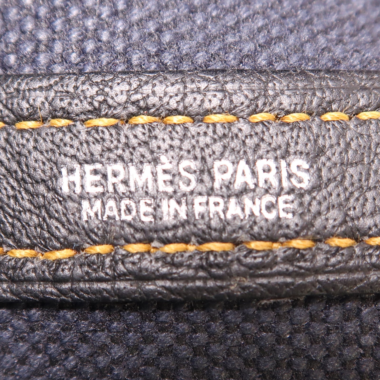 HERMES 帆布Garden GM銀扣手挽袋深藍色/黑色