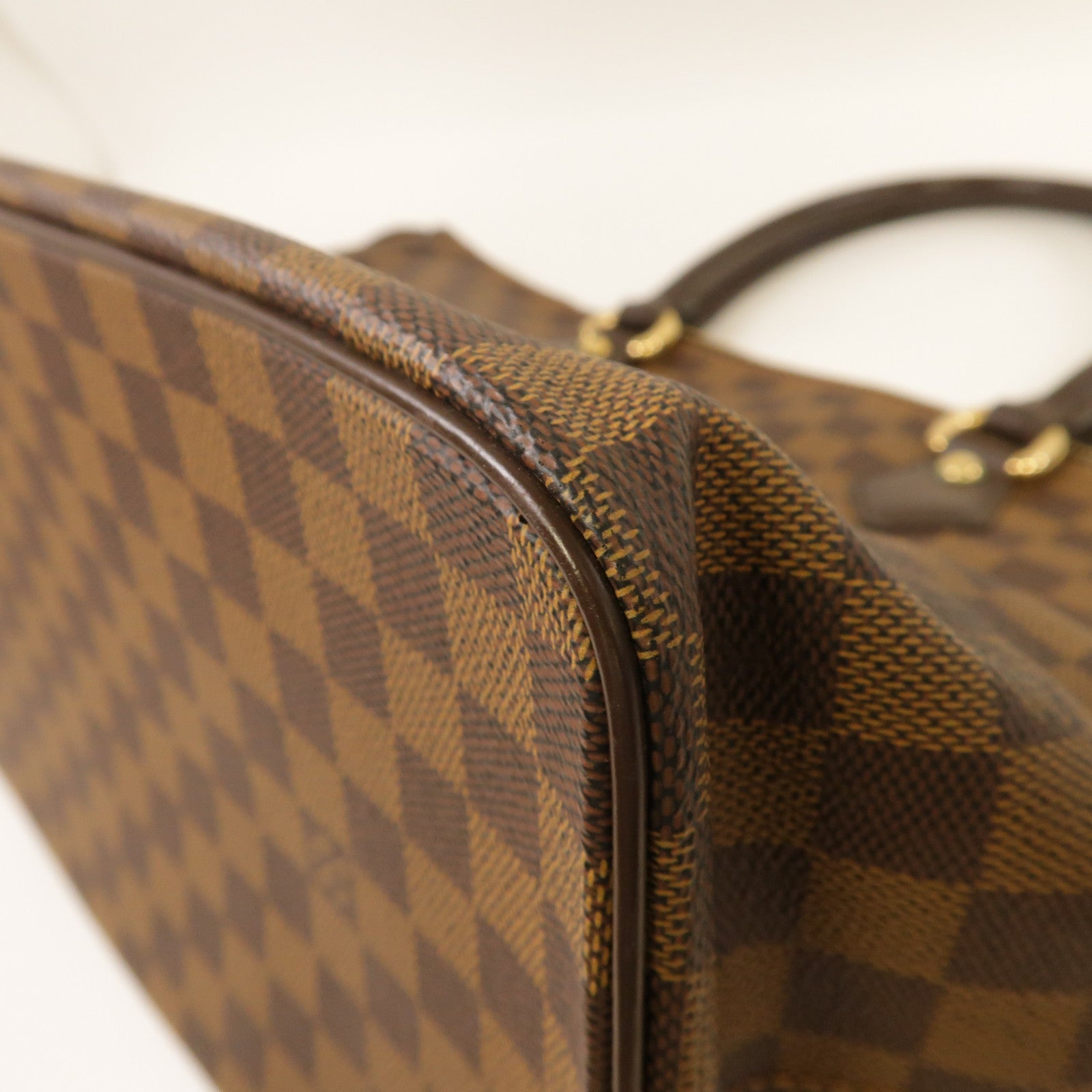 LOUIS VUITTON Damier Saleya MM金扣手挽袋啡色