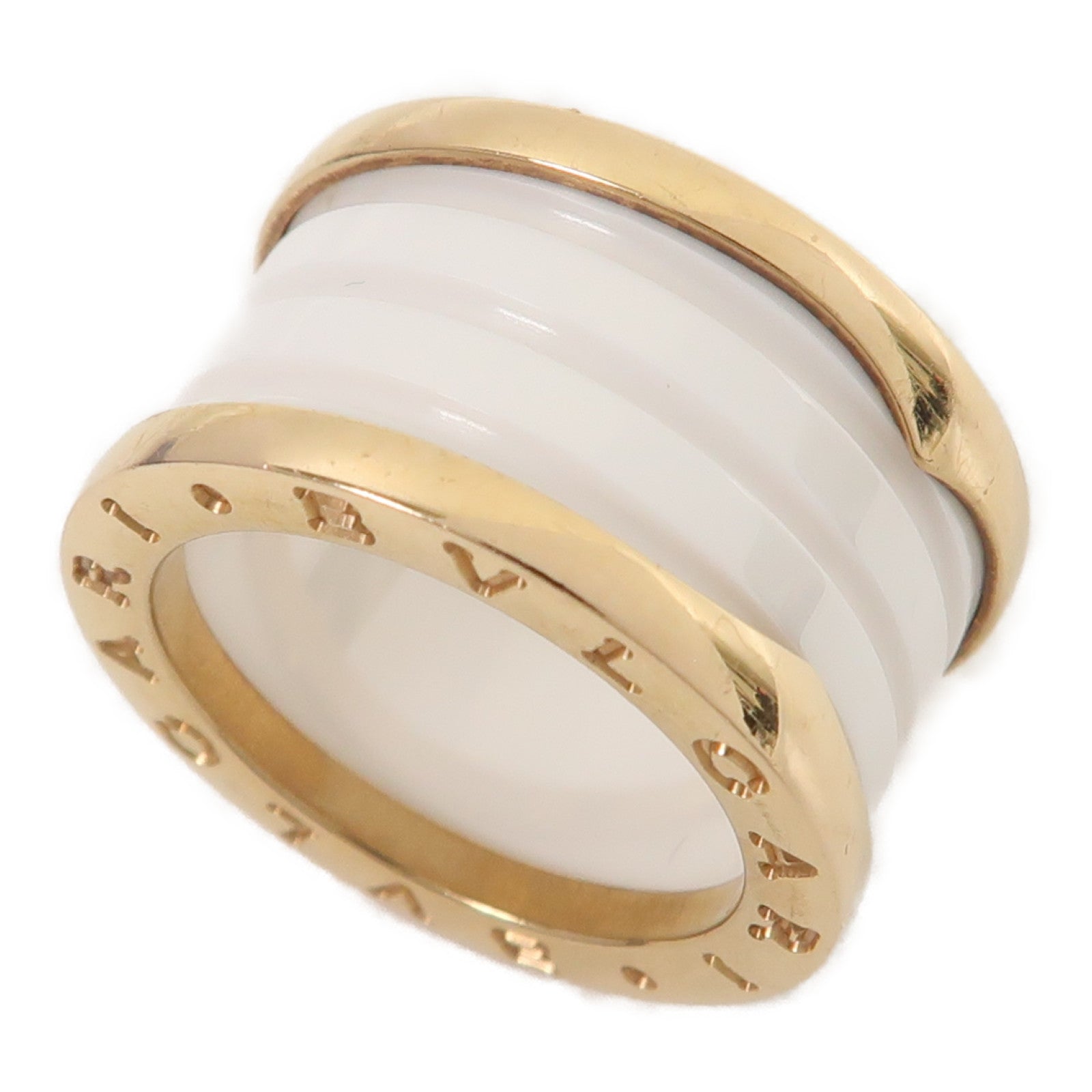 BVLGARI 18K玫瑰金/陶瓷B.zero1 Ring戒指US#5