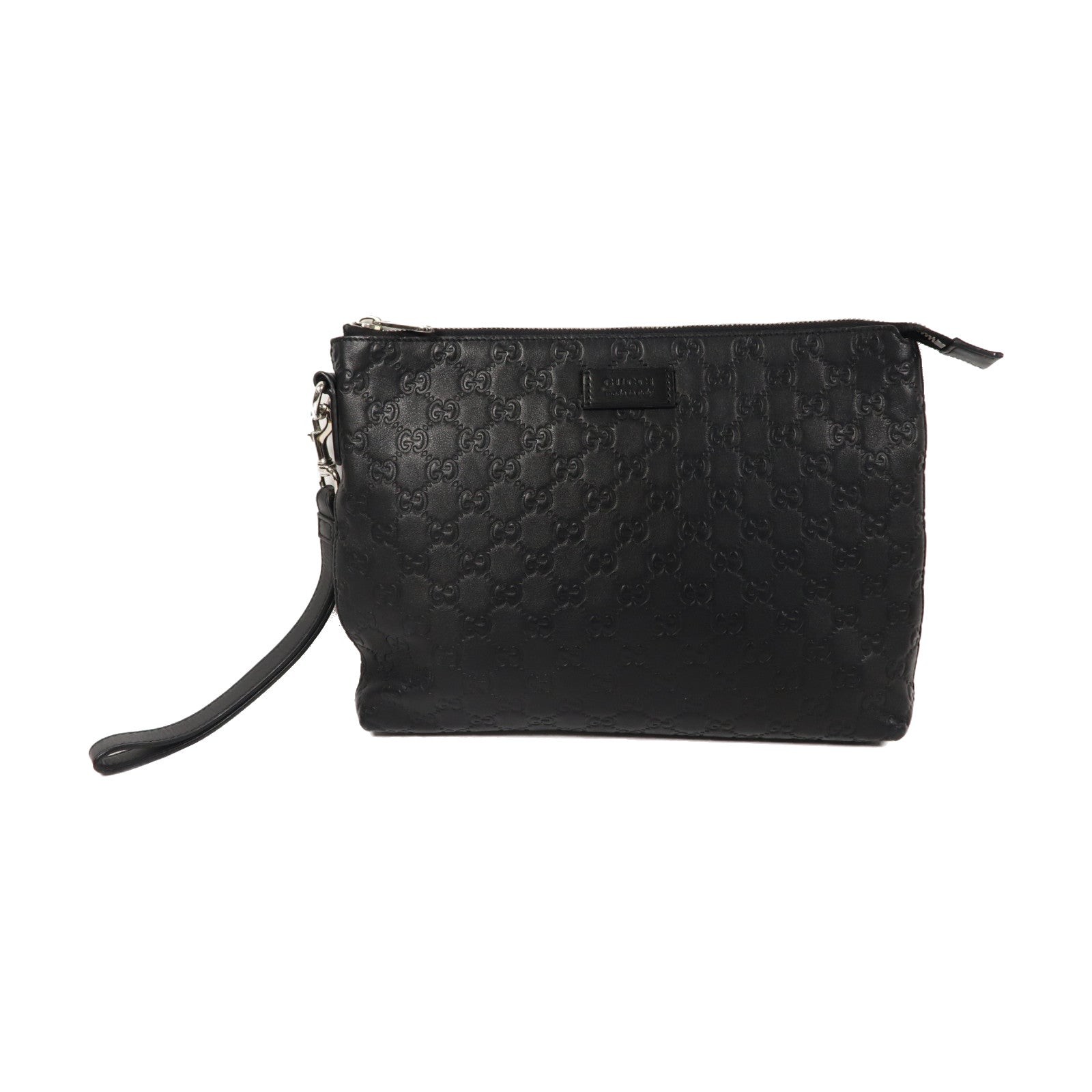 GUCCI 【激減優惠】牛皮皮革Guccissima Clutch Second Bag銀扣手拿包黑色
