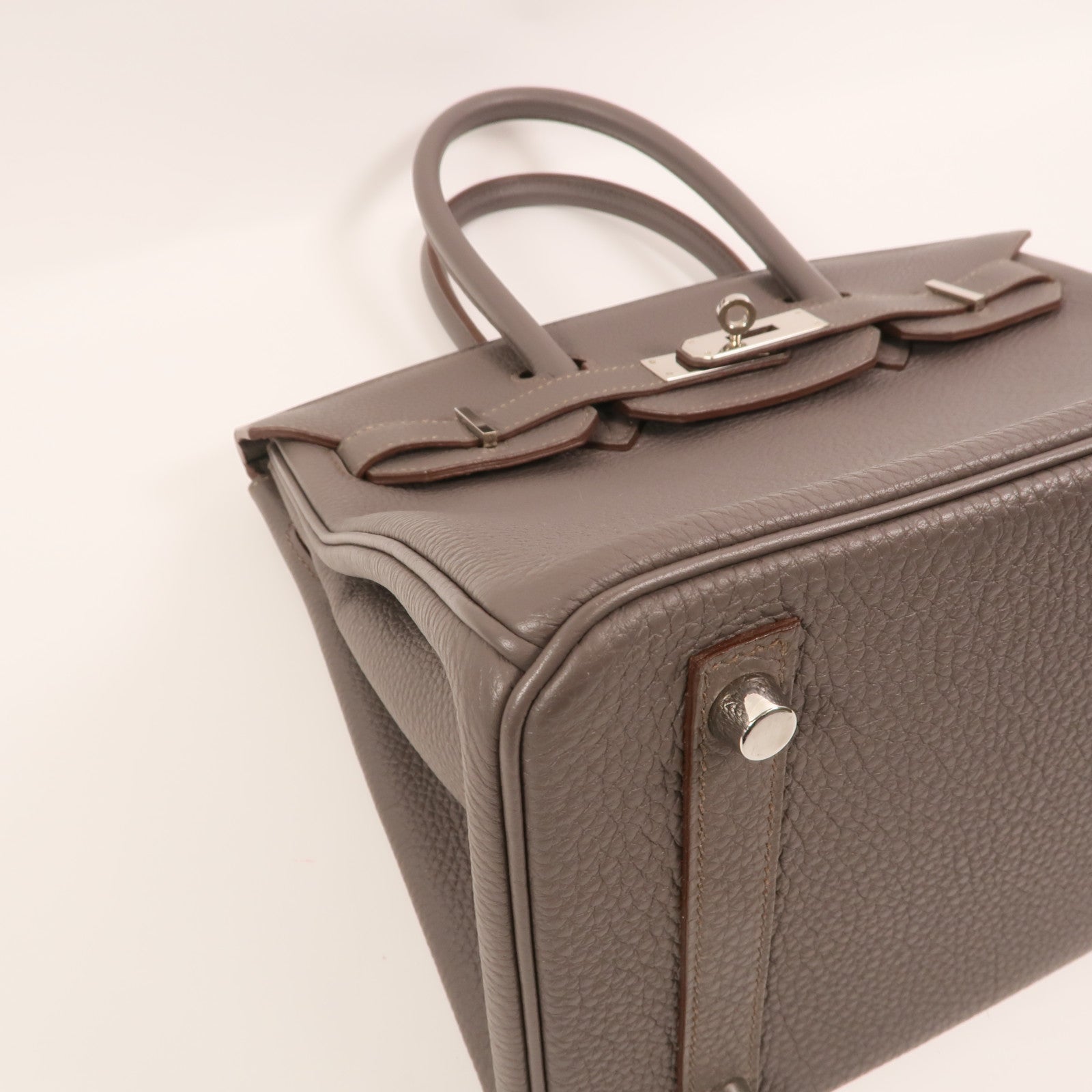 HERMES Togo皮革Birkin 30銀扣手挽袋Etain