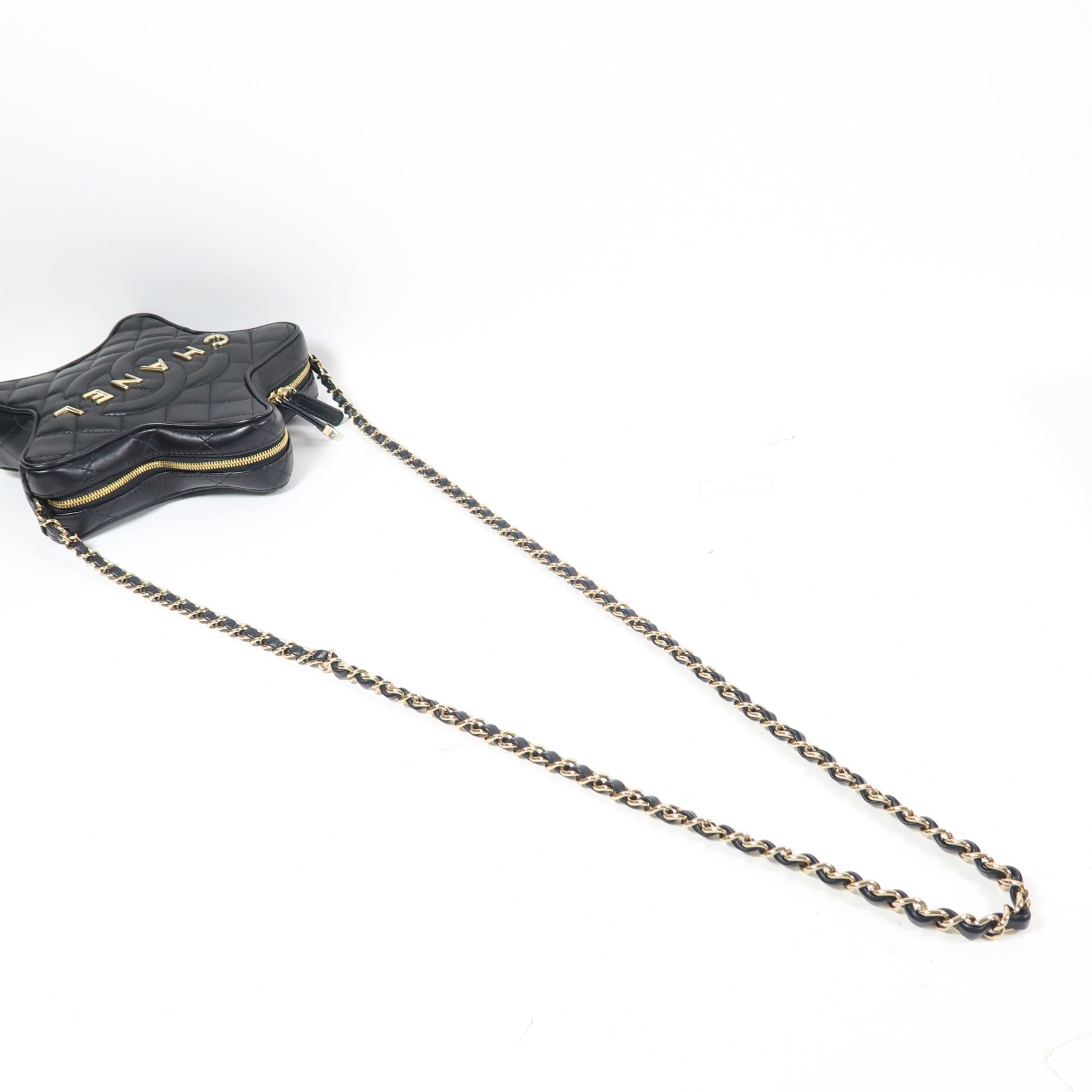 CHANEL 【激減優惠】羊皮皮革Chain Shoulder金扣鏈帶肩背袋黑色