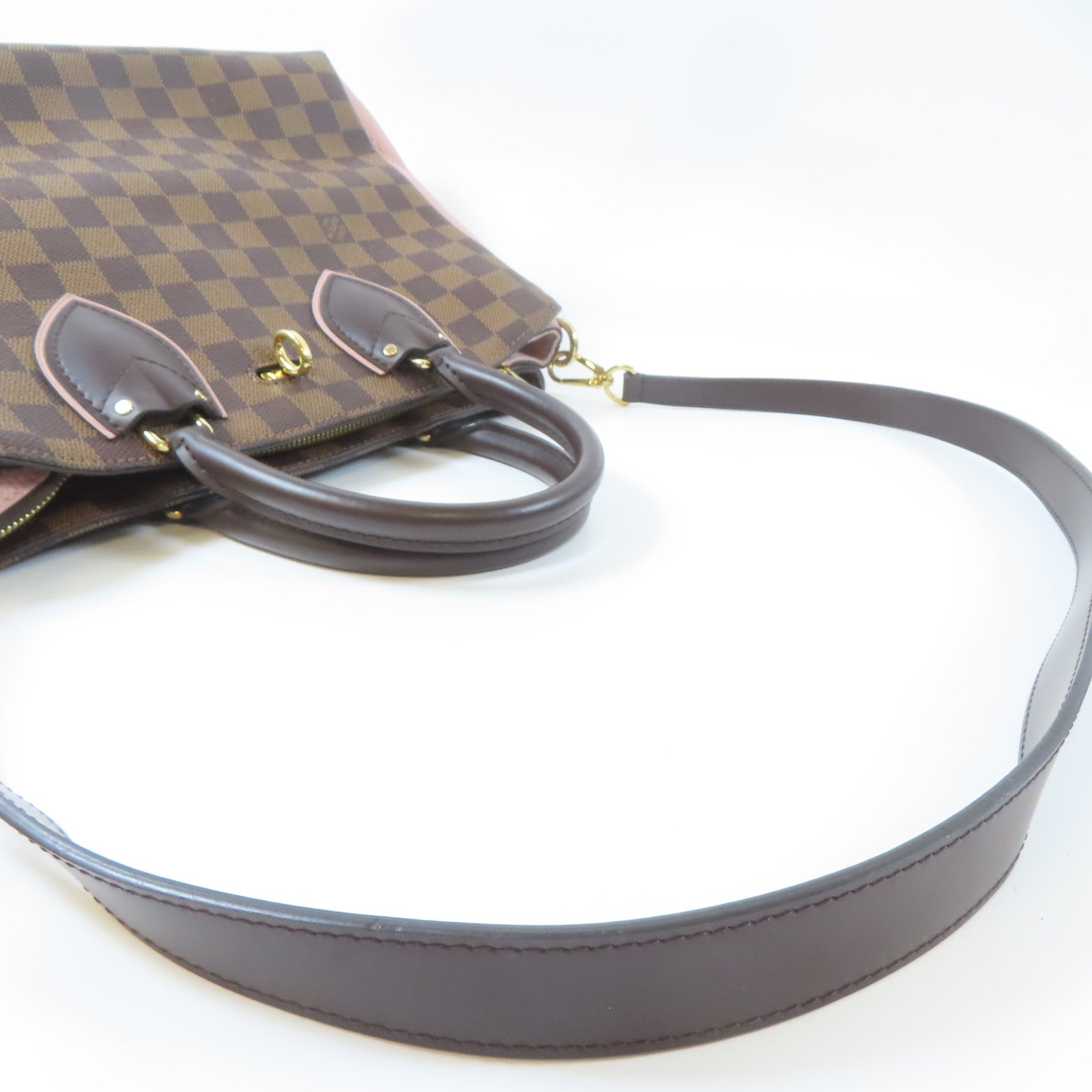 LOUIS VUITTON 【激減優惠】Damier Normandy金扣手挽肩背兩用袋啡色/粉紅色
