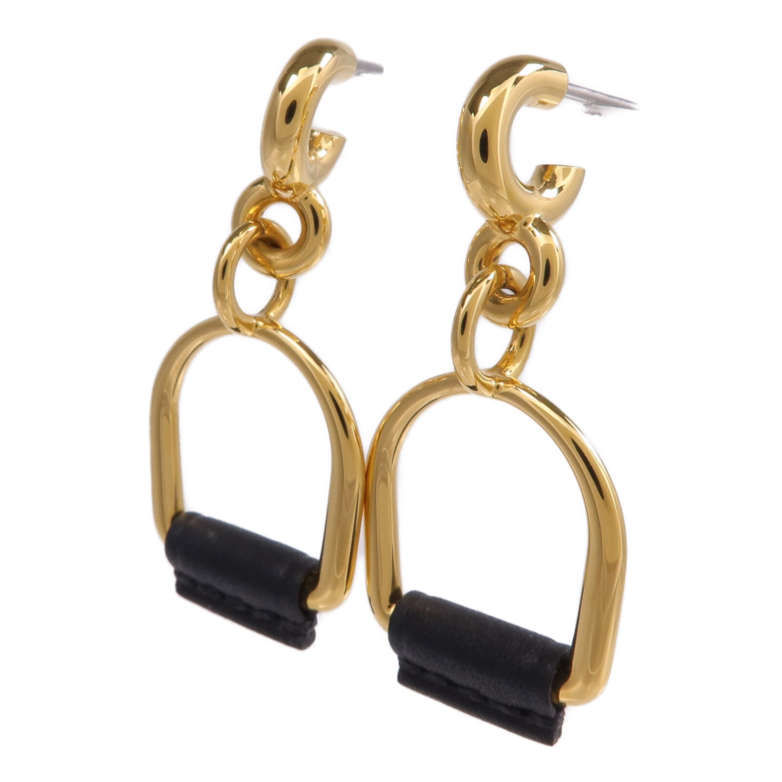 HERMES Swift皮革/金屬Heritage Equestre Etrier Earrings耳環