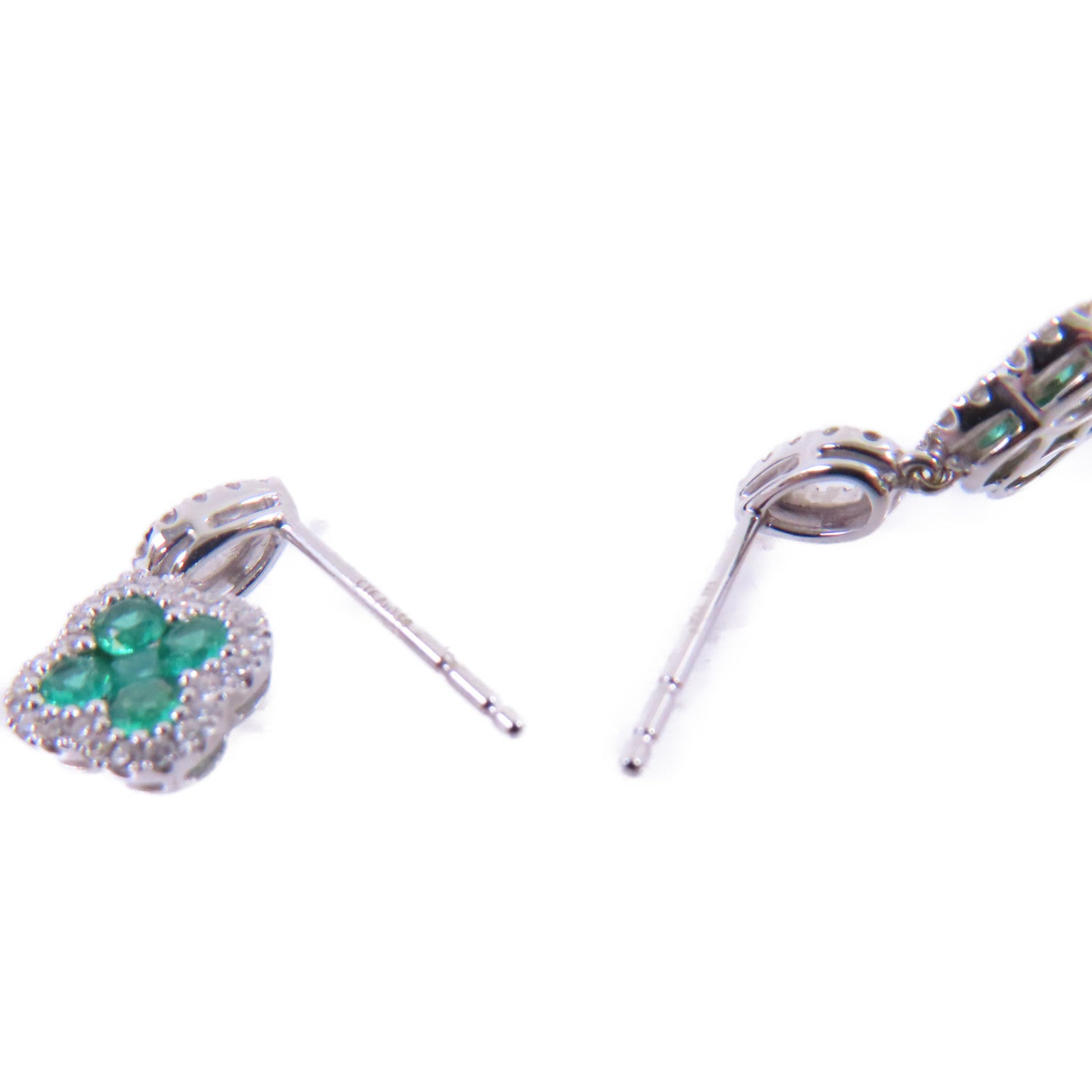 JEWELRY 18K白金Diamond/Emerald Earrings 0.48ct鑽石/0.24ct綠寶石耳環