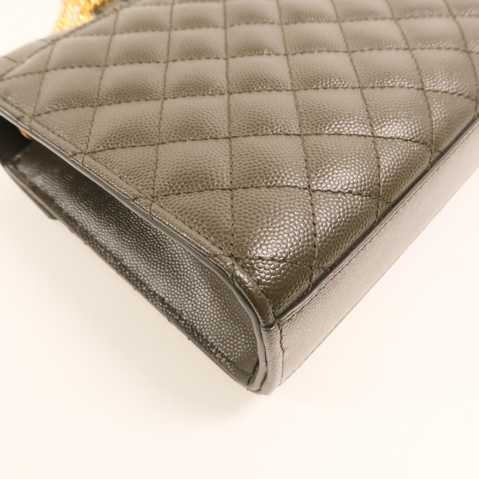 YVES SAINT LAURENT 牛皮皮革Chain Shoulder金扣鏈帶肩背袋
