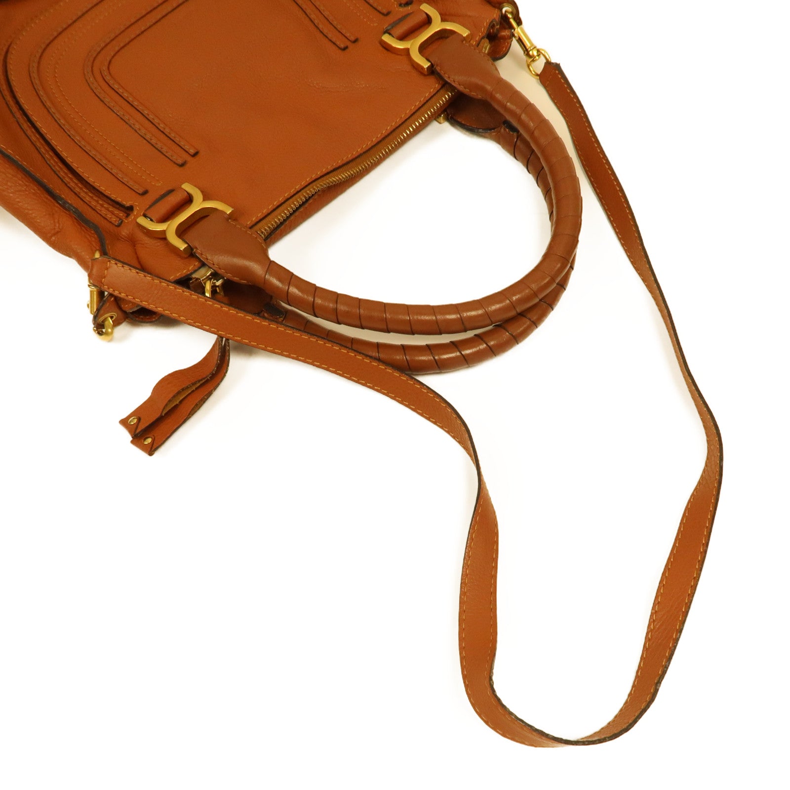 Chloe 牛皮皮革Shoulder Bag金扣肩背袋啡色