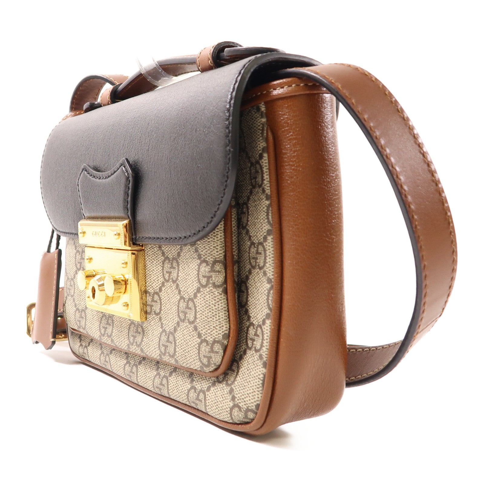 GUCCI 塗層帆布Padlock GG Supreme金扣手挽肩背兩用袋