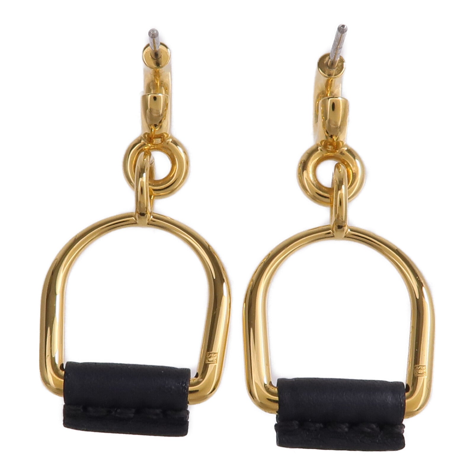 HERMES Swift皮革/金屬Heritage Equestre Etrier Earrings耳環