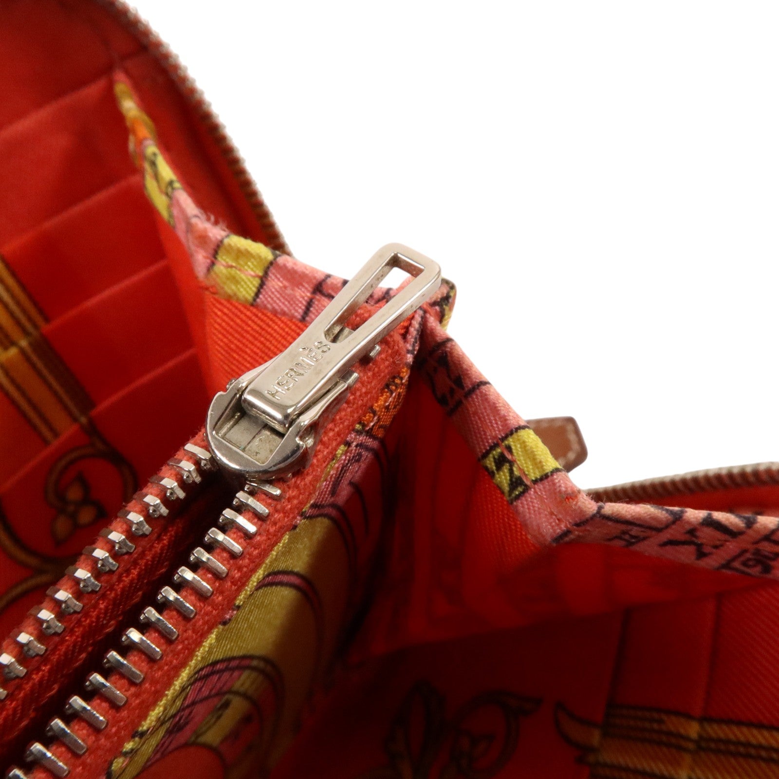 HERMES Epsom皮革Silk In Wallet銀扣長錢包Rose Jaipur