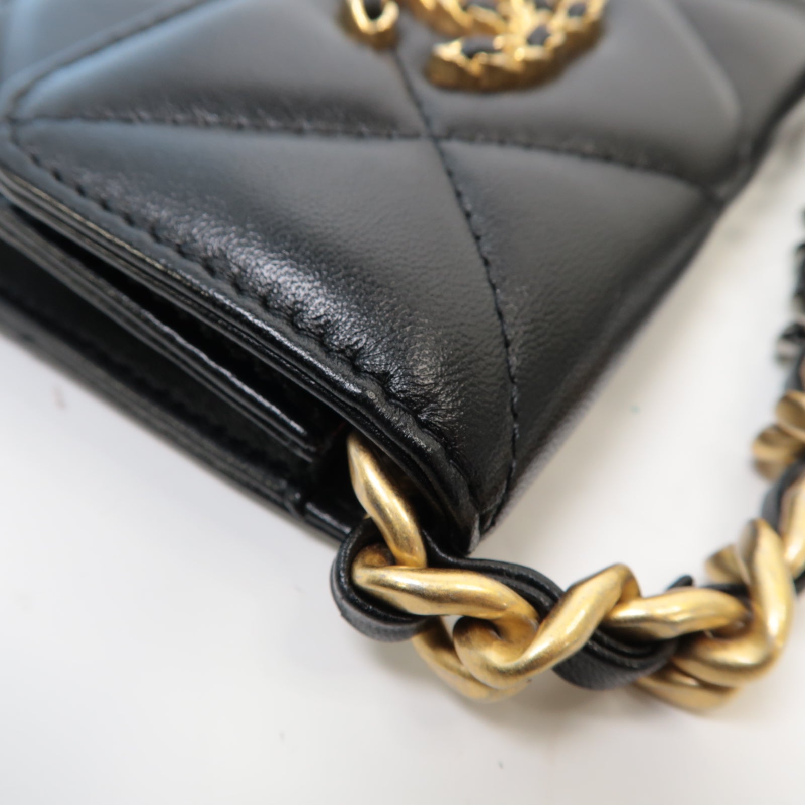 CHANEL 【激減優惠】菱格羊皮皮革Chain Shoulder金扣/銀扣鏈帶肩背袋黑色