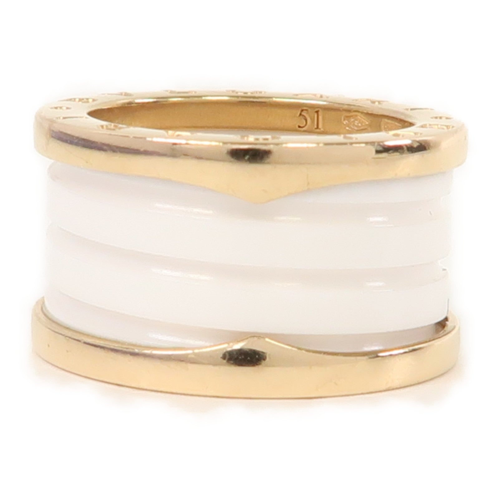 BVLGARI 18K玫瑰金/陶瓷B.zero1 Ring戒指US#5