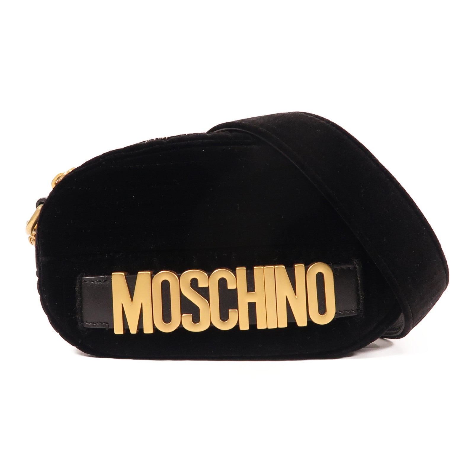 MOSCHINO 絨布Waist Bag金扣腰包黑色