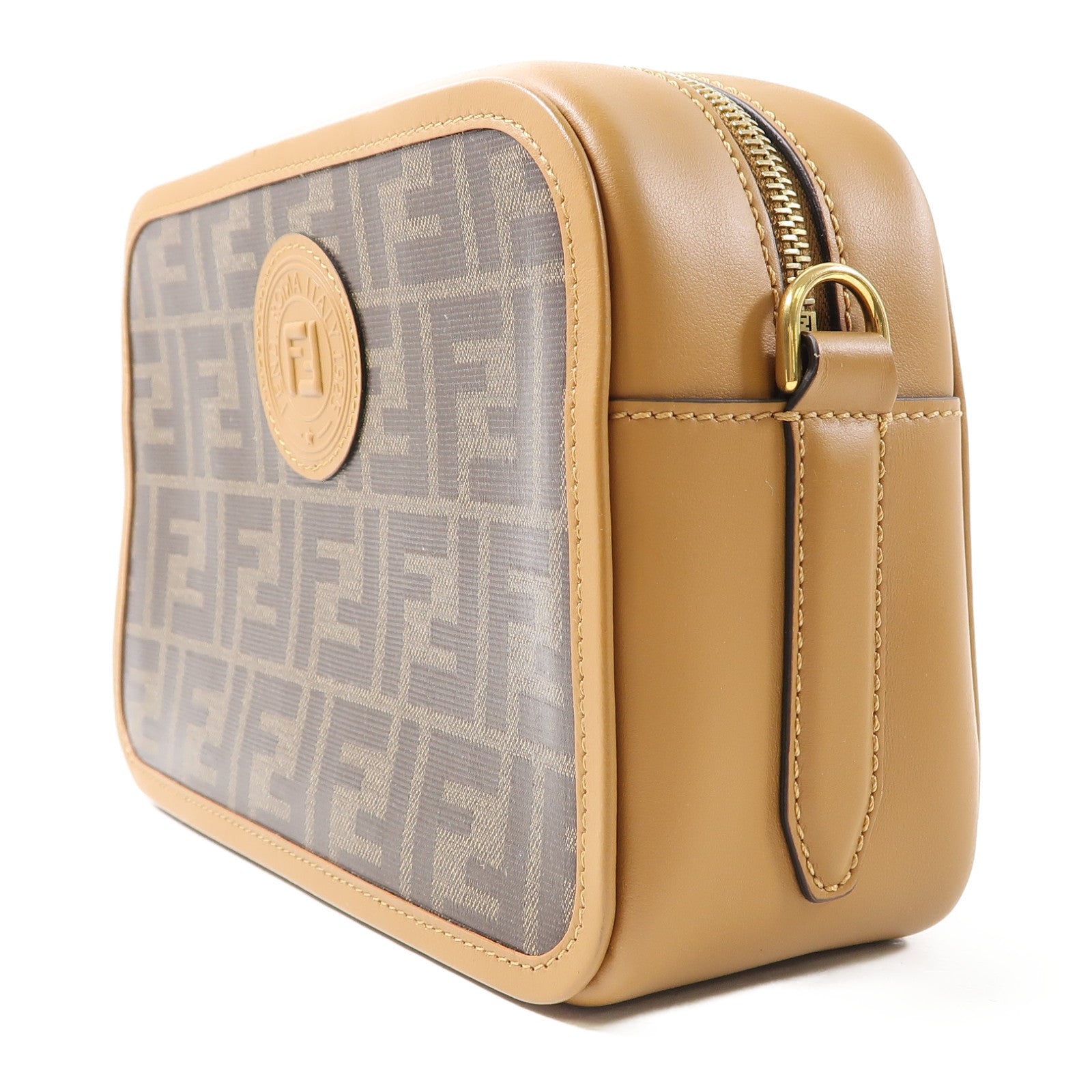FENDI (PRICE DOWN) GHW Camera Case Shoulder Bag 8BT287 Coated Canvas Brown