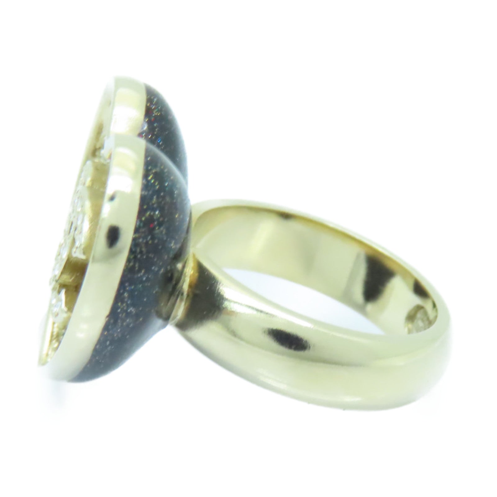 CHANEL 【激減優惠】金屬Ring戒指金色/黒色US#6