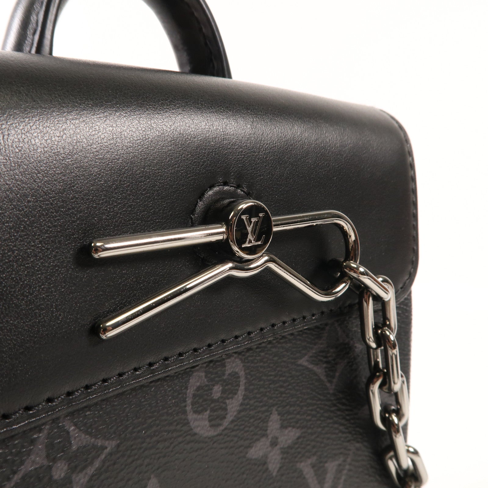 LOUIS VUITTON Monogram-Eclipse Nano Steamer銀扣肩背袋