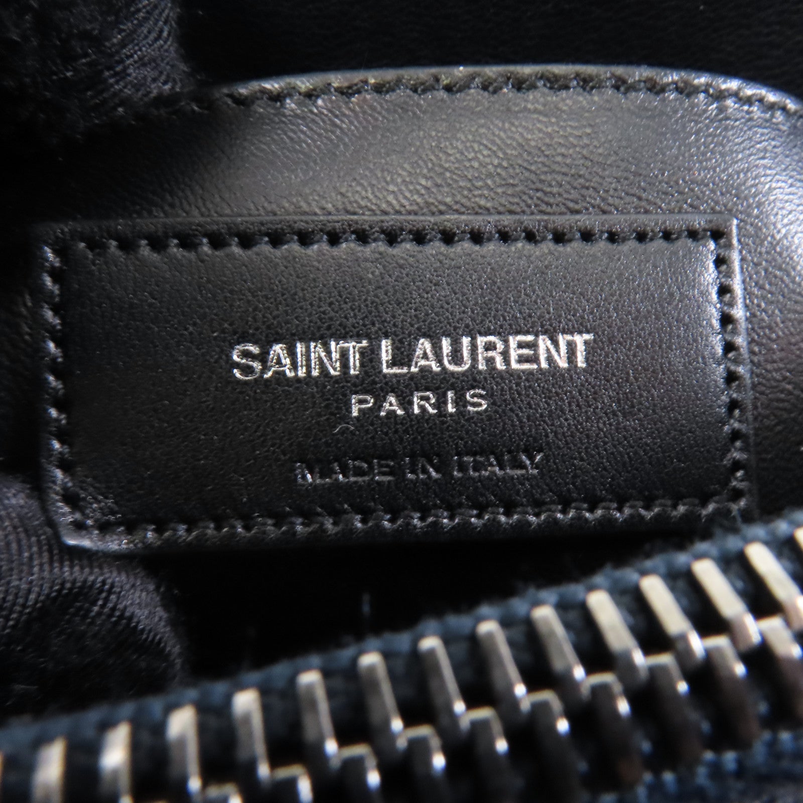 SAINT LAURENT 牛皮皮革2 Way Shoulder銀扣手挽肩背兩用袋深藍色