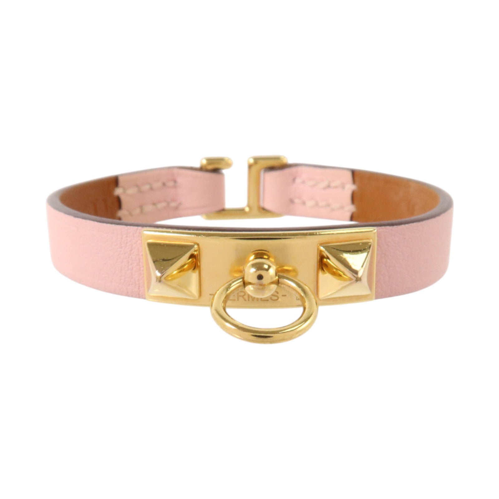 HERMES Swift皮革Rivale Mini Bracelet金扣手鏈Mauve Pale