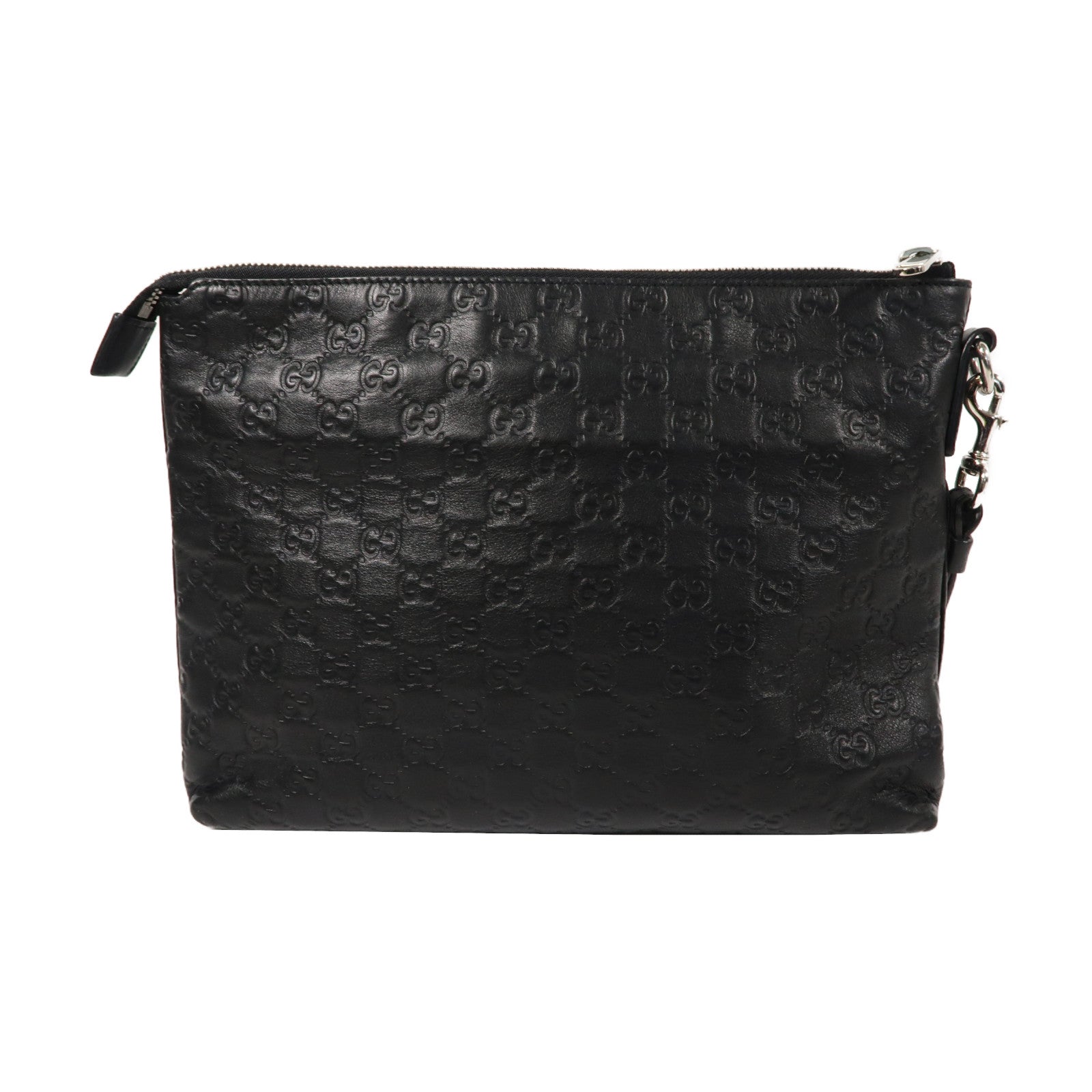 GUCCI 【激減優惠】牛皮皮革Guccissima Clutch Second Bag銀扣手拿包黑色