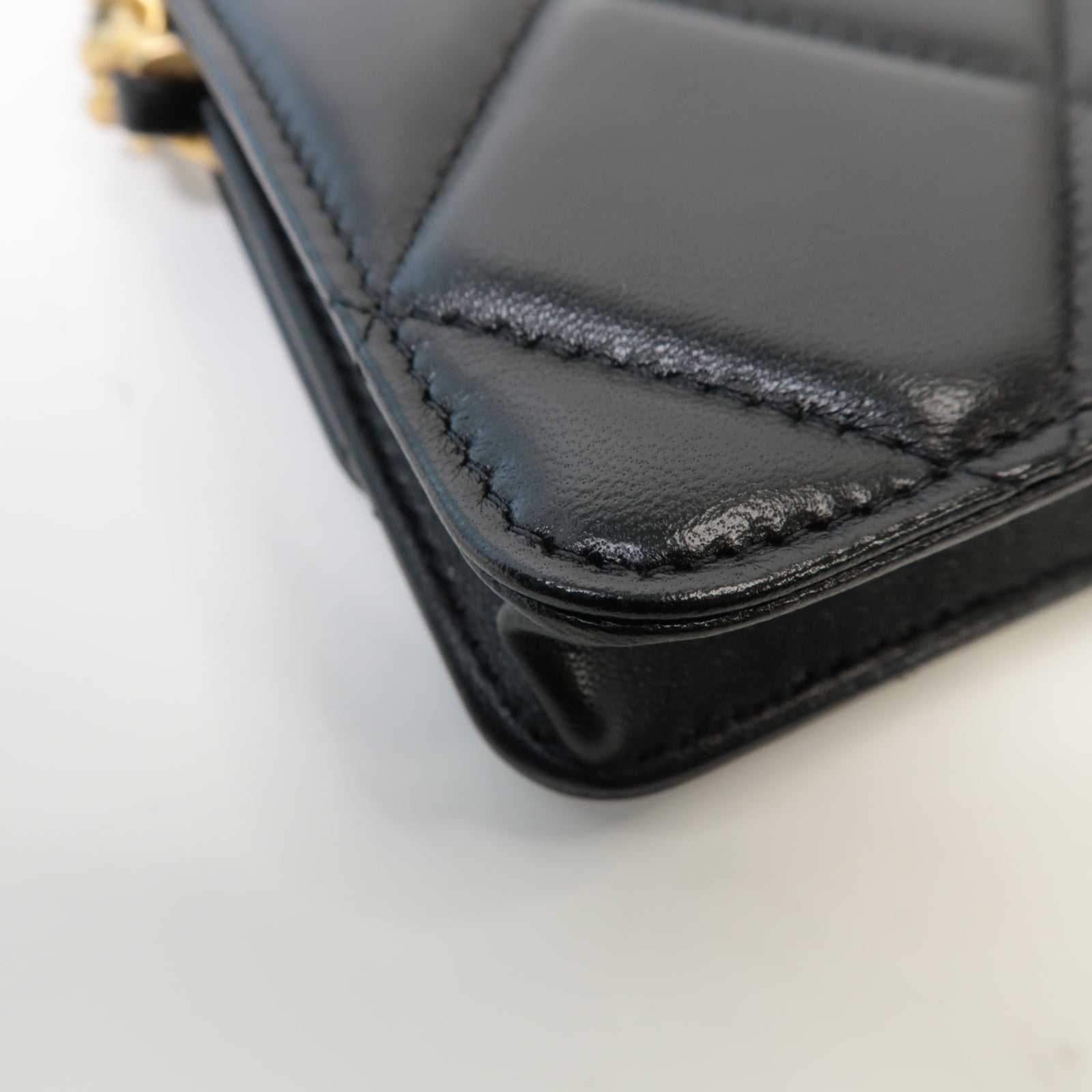 CHANEL 【激減優惠】菱格羊皮皮革Chain Shoulder金扣/銀扣鏈帶肩背袋黑色