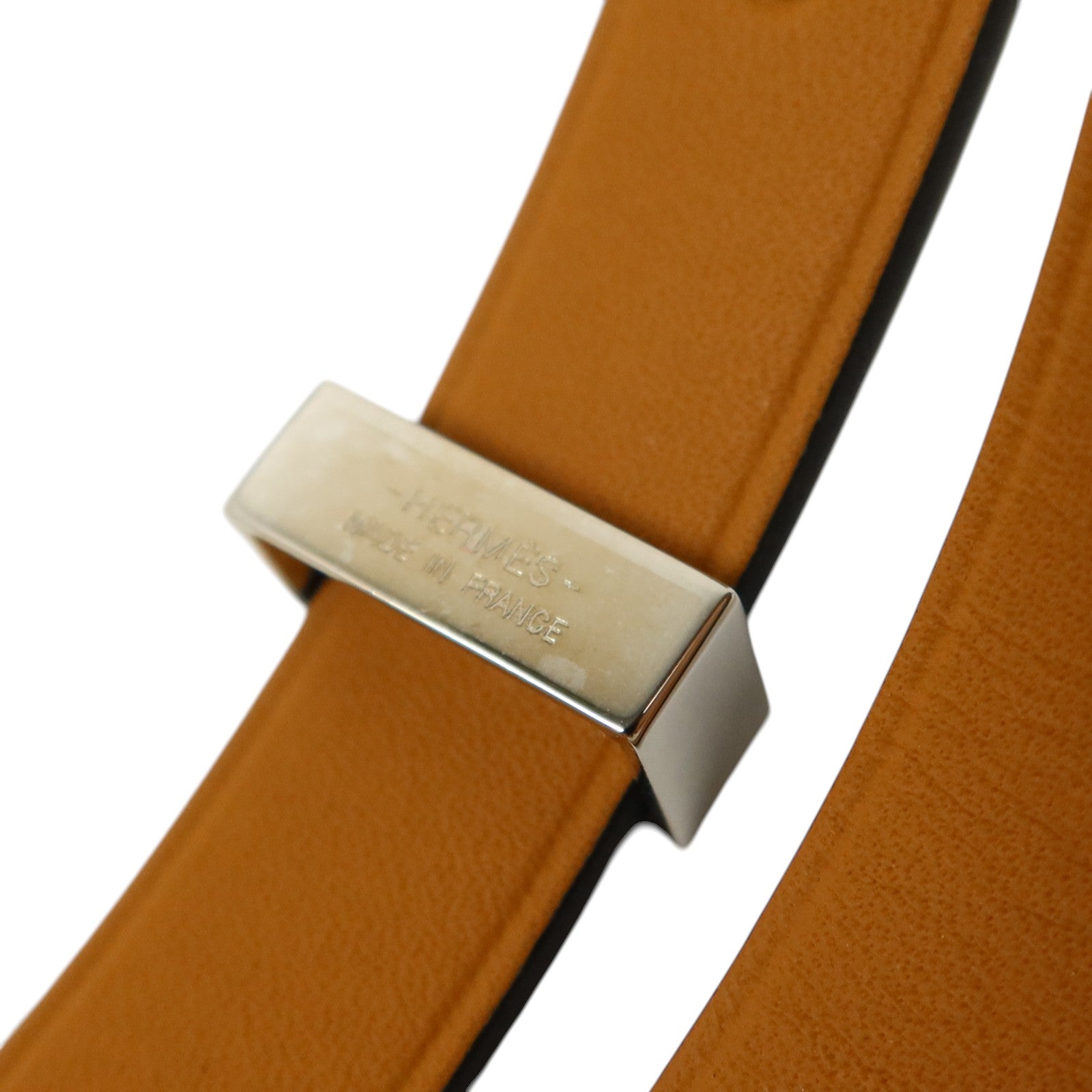 HERMES Swift皮革Mini Dog Double Tour Bracelet銀扣手鏈Bleu Brighton