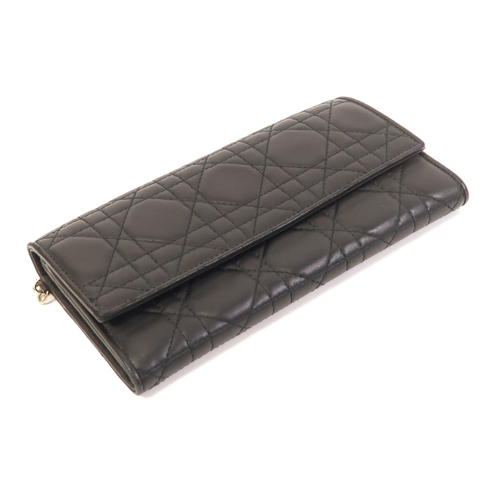 Dior 羊皮皮革Long Wallet銀扣長錢包