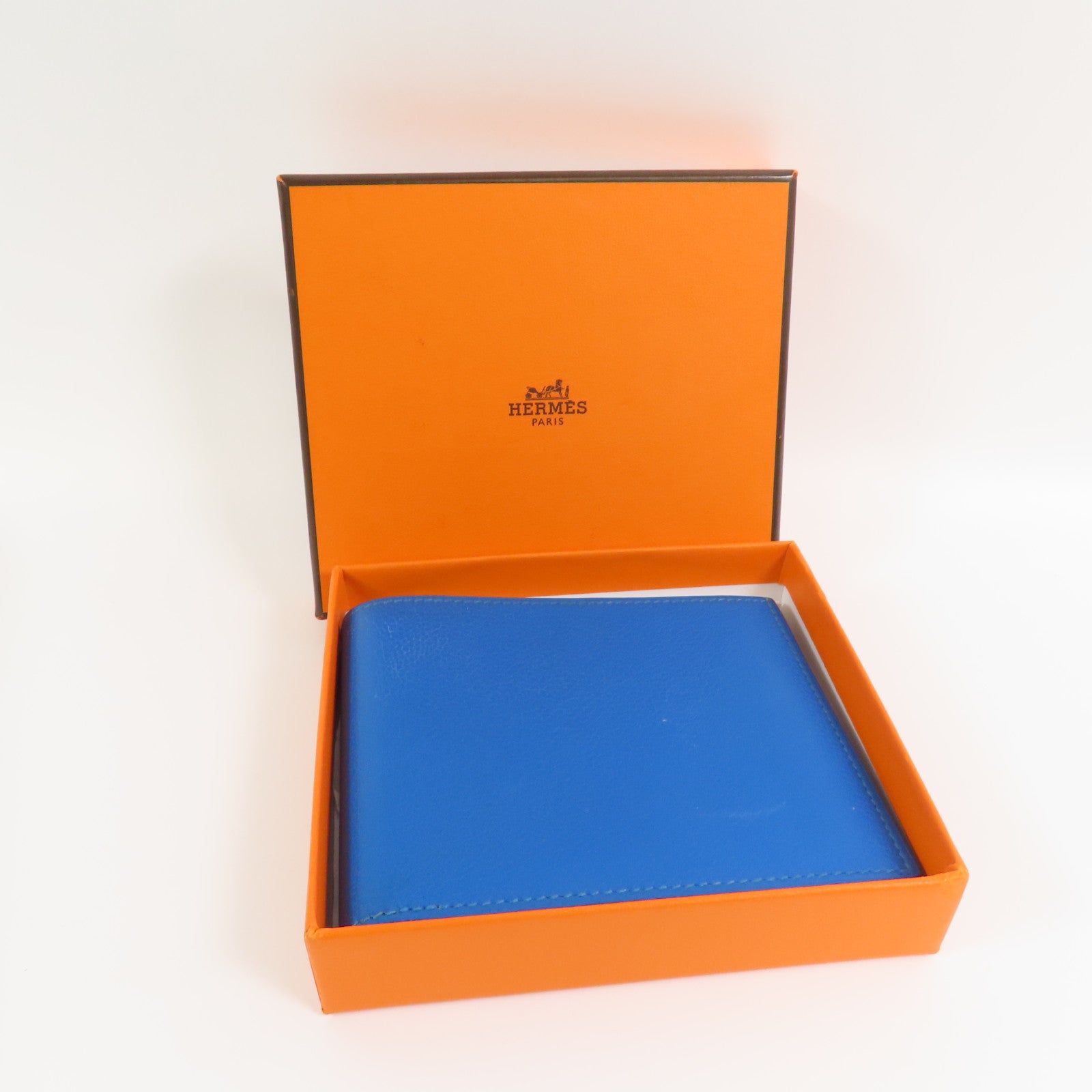 HERMES Evercolor皮革Citizen Twill Compact Wallet短錢包Bleu Hydra