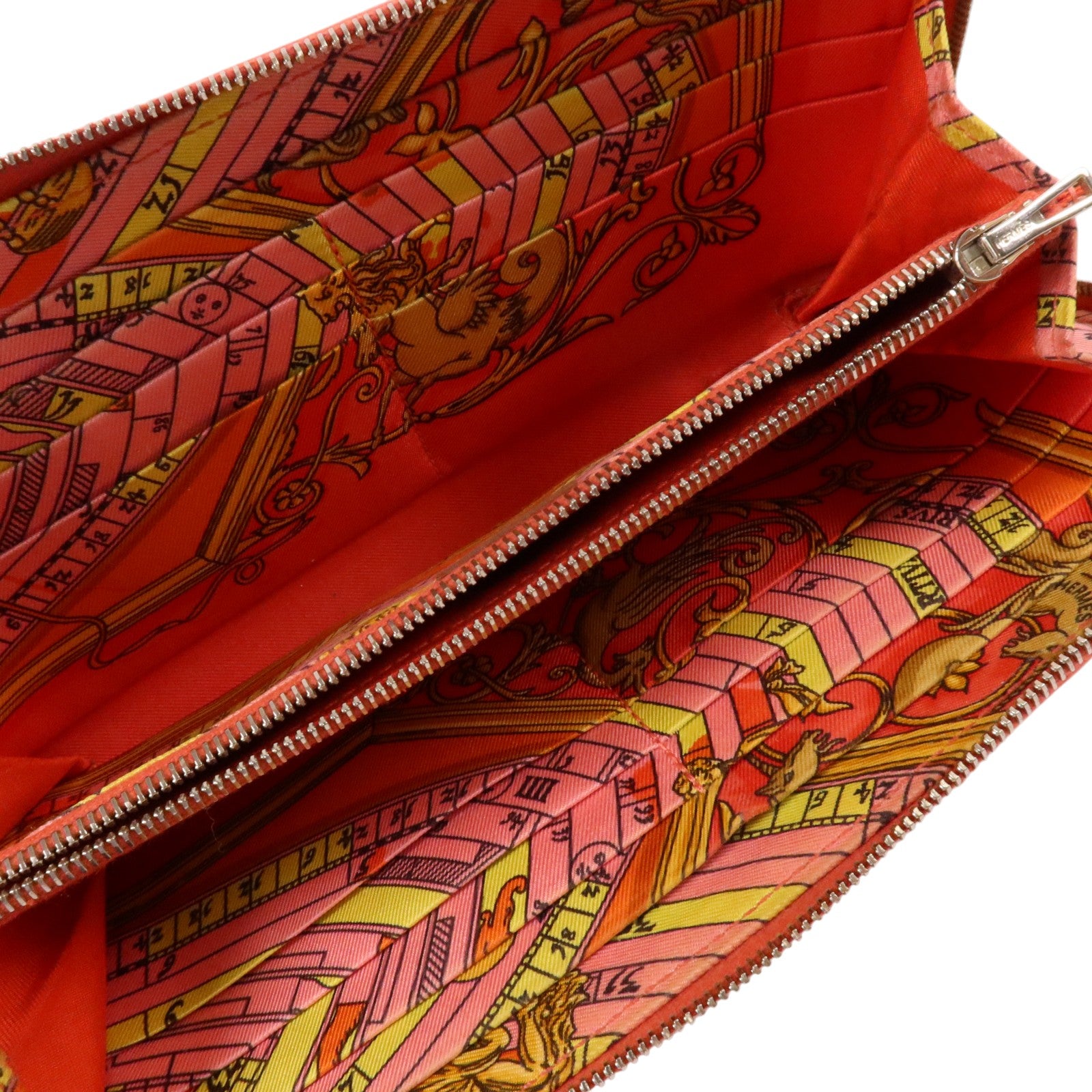 HERMES Epsom皮革Silk In Wallet銀扣長錢包Rose Jaipur