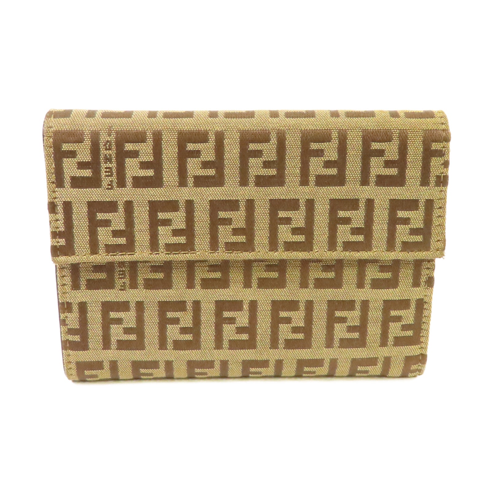 FENDI 【激減優惠】帆布Vintage Wallet短錢包杏色/啡色