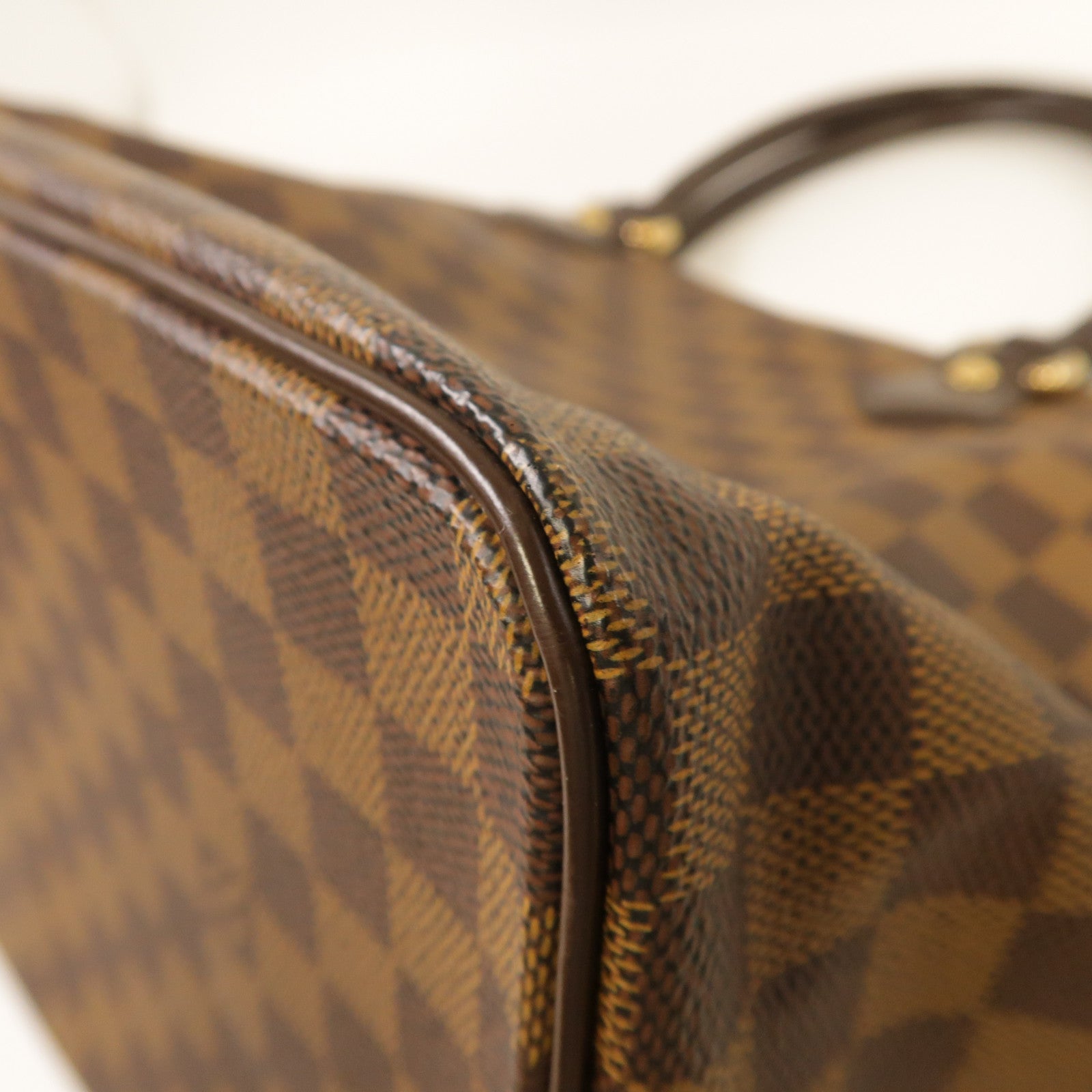 LOUIS VUITTON Damier Saleya MM金扣手挽袋啡色