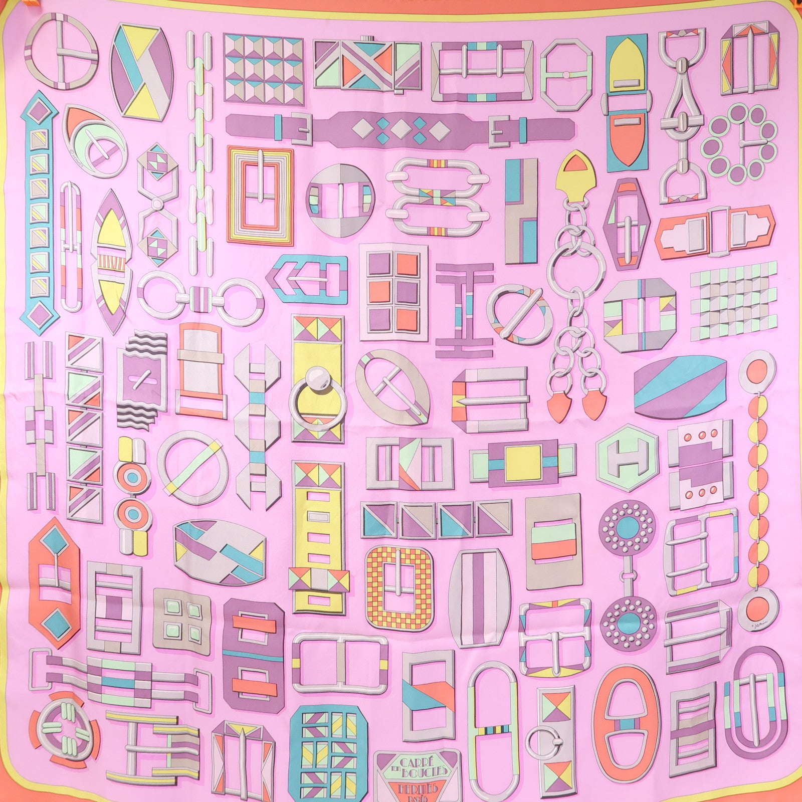 HERMES 【激減優惠】絲質Scarf 90x90絲巾粉紅色