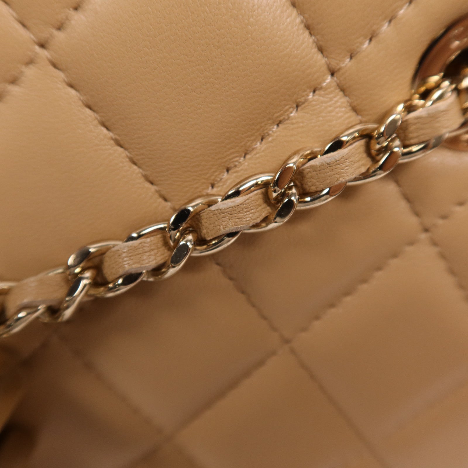 CHANEL 斜紋軟呢/羊皮皮革Chain Shoulder Bag金扣鏈帶肩背袋