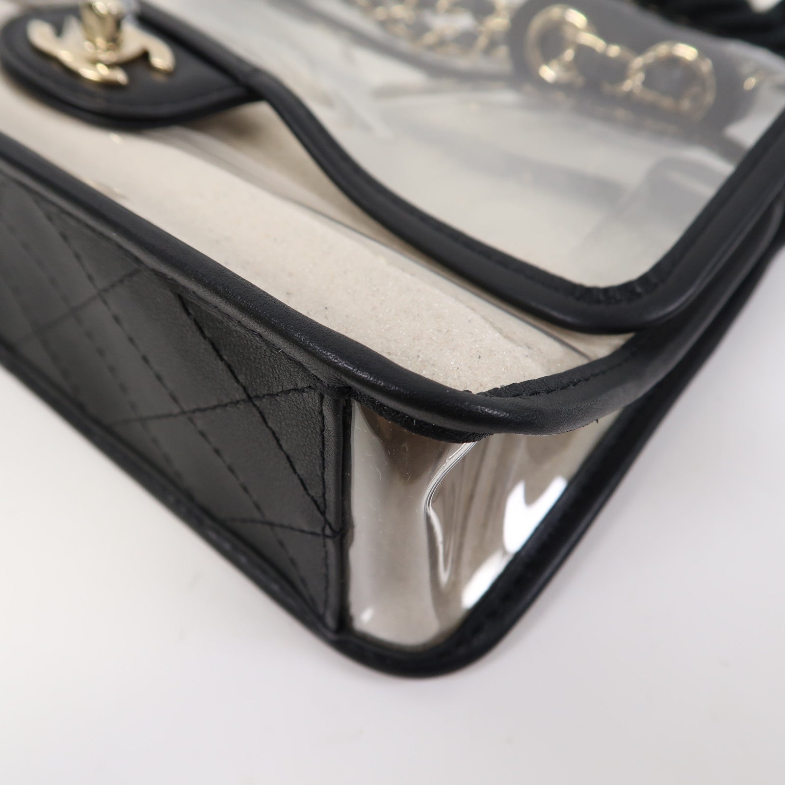 CHANEL PVC 2 Way Shoulder金扣手挽肩背兩用袋透明/黑色/白色