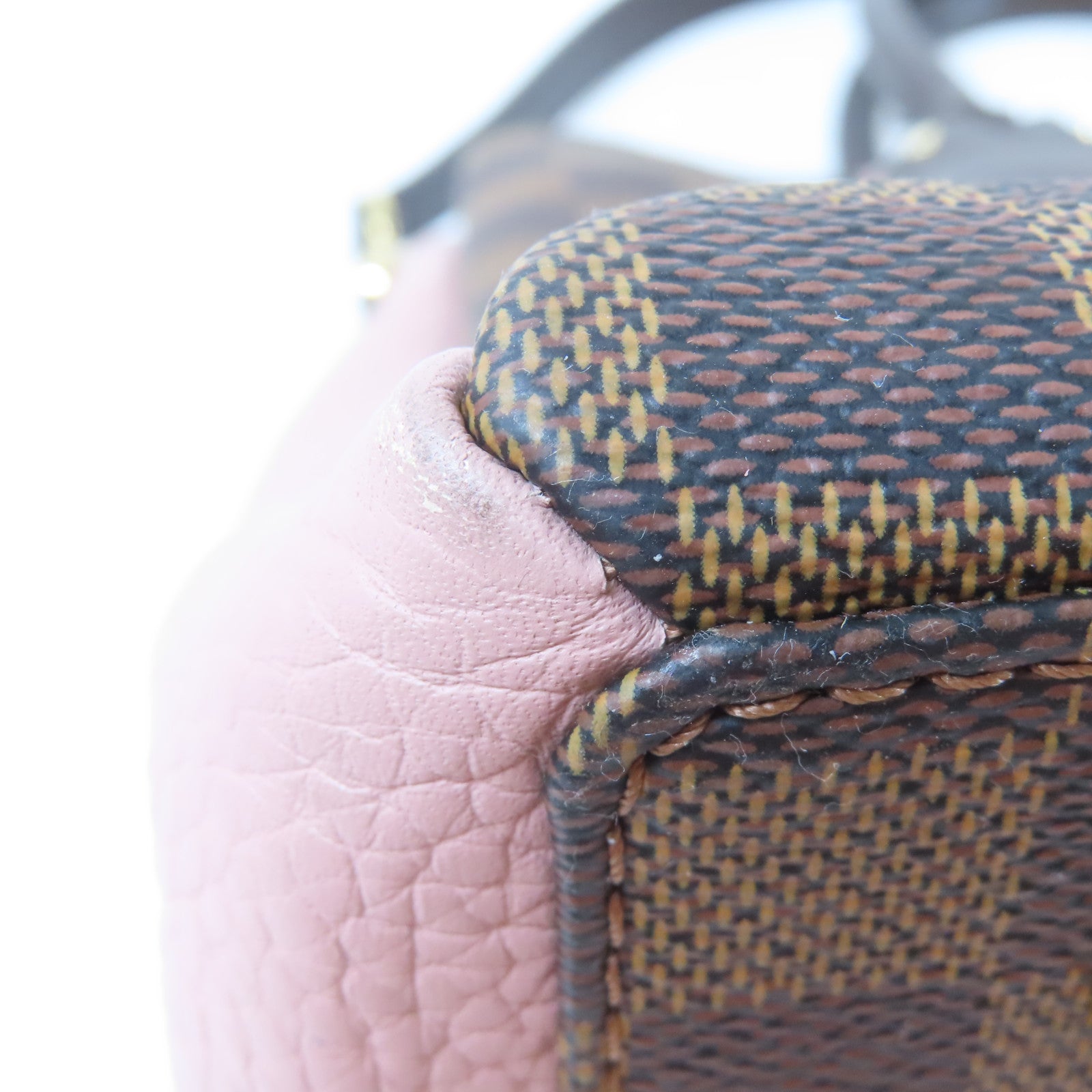 LOUIS VUITTON 【激減優惠】Damier Normandy金扣手挽肩背兩用袋啡色/粉紅色