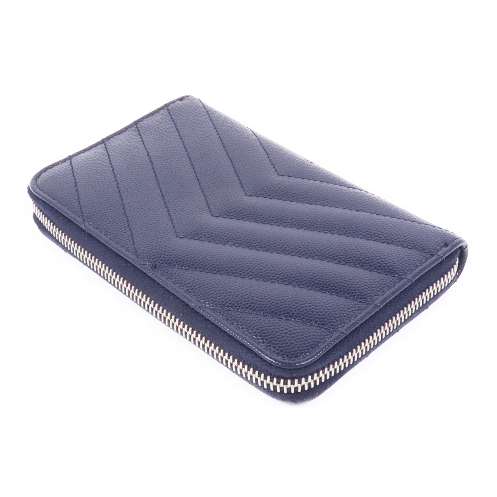 SAINT LAURENT 牛皮皮革Zipper Wallet銀扣長錢包