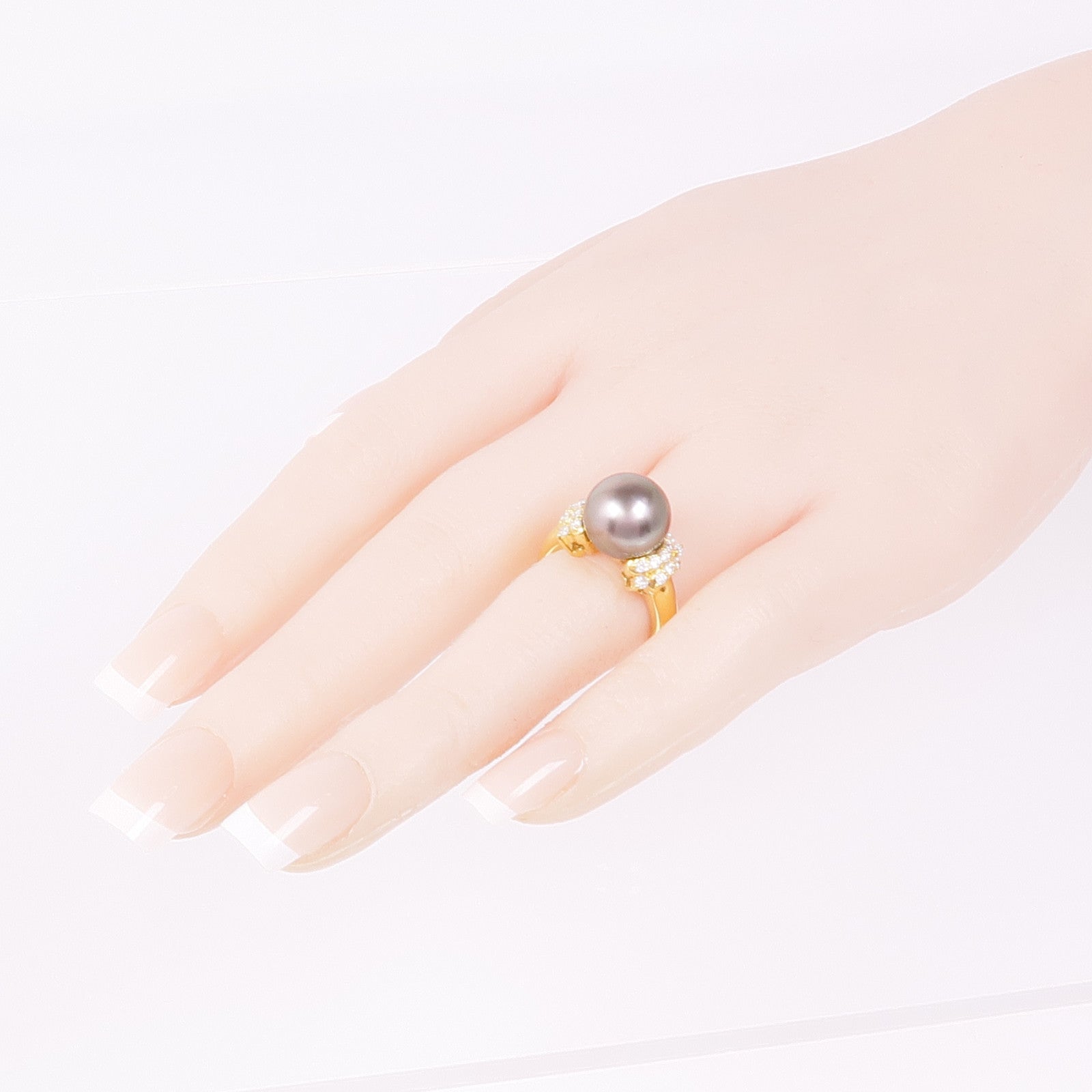 JEWELRY 【激減優惠】18K黃金Pearl Diamond Ring珍珠/鑽石戒指US#6