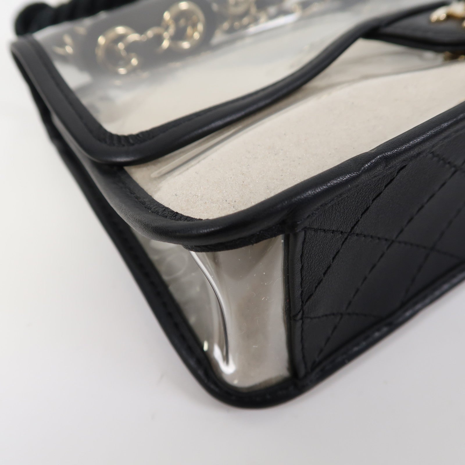 CHANEL PVC 2 Way Shoulder金扣手挽肩背兩用袋透明/黑色/白色