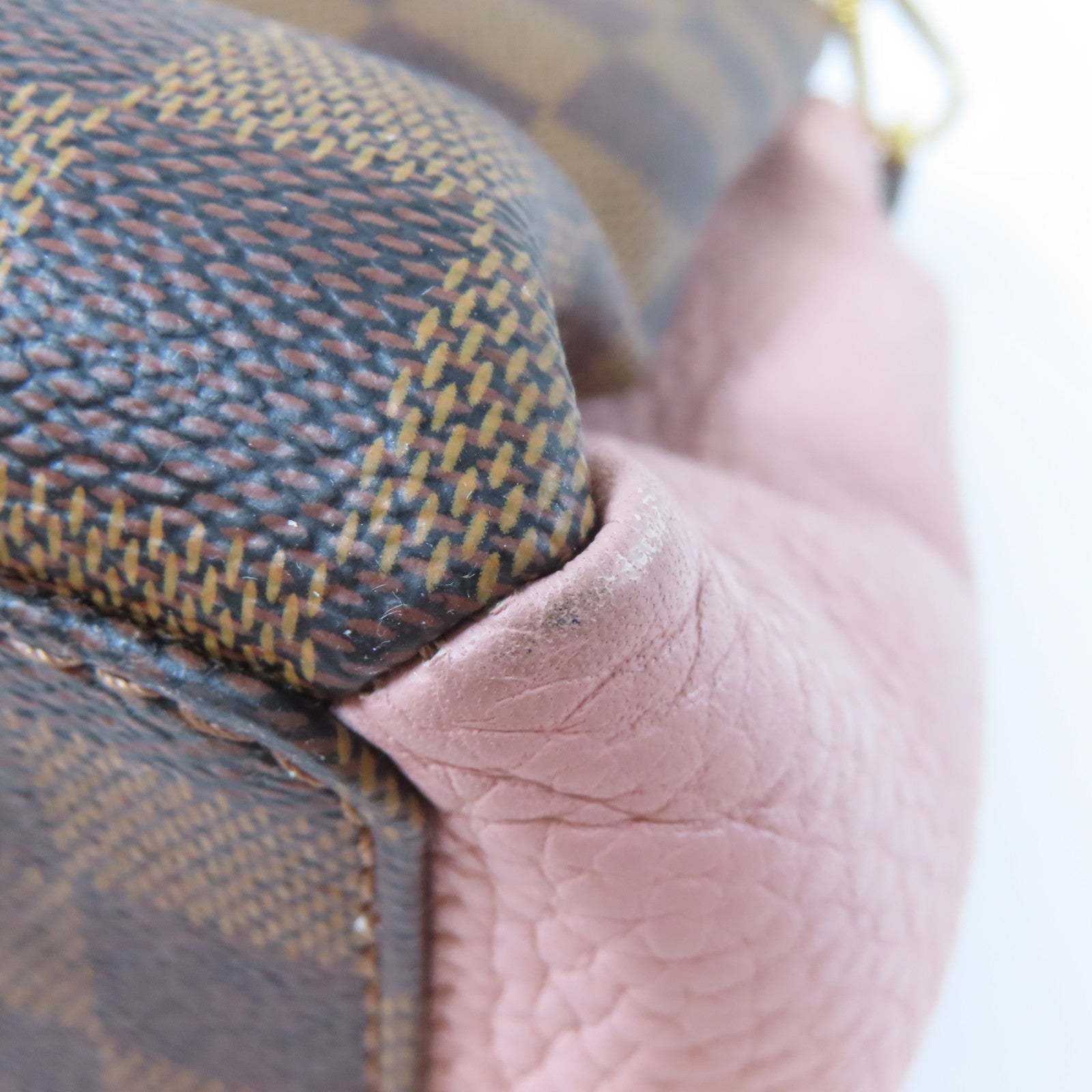 LOUIS VUITTON 【激減優惠】Damier Normandy金扣手挽肩背兩用袋啡色/粉紅色