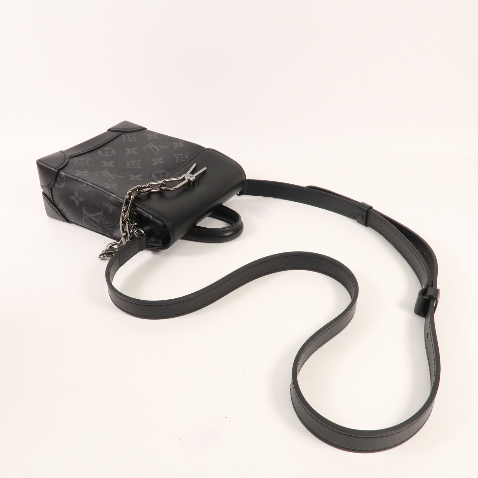 LOUIS VUITTON Monogram-Eclipse Nano Steamer銀扣肩背袋