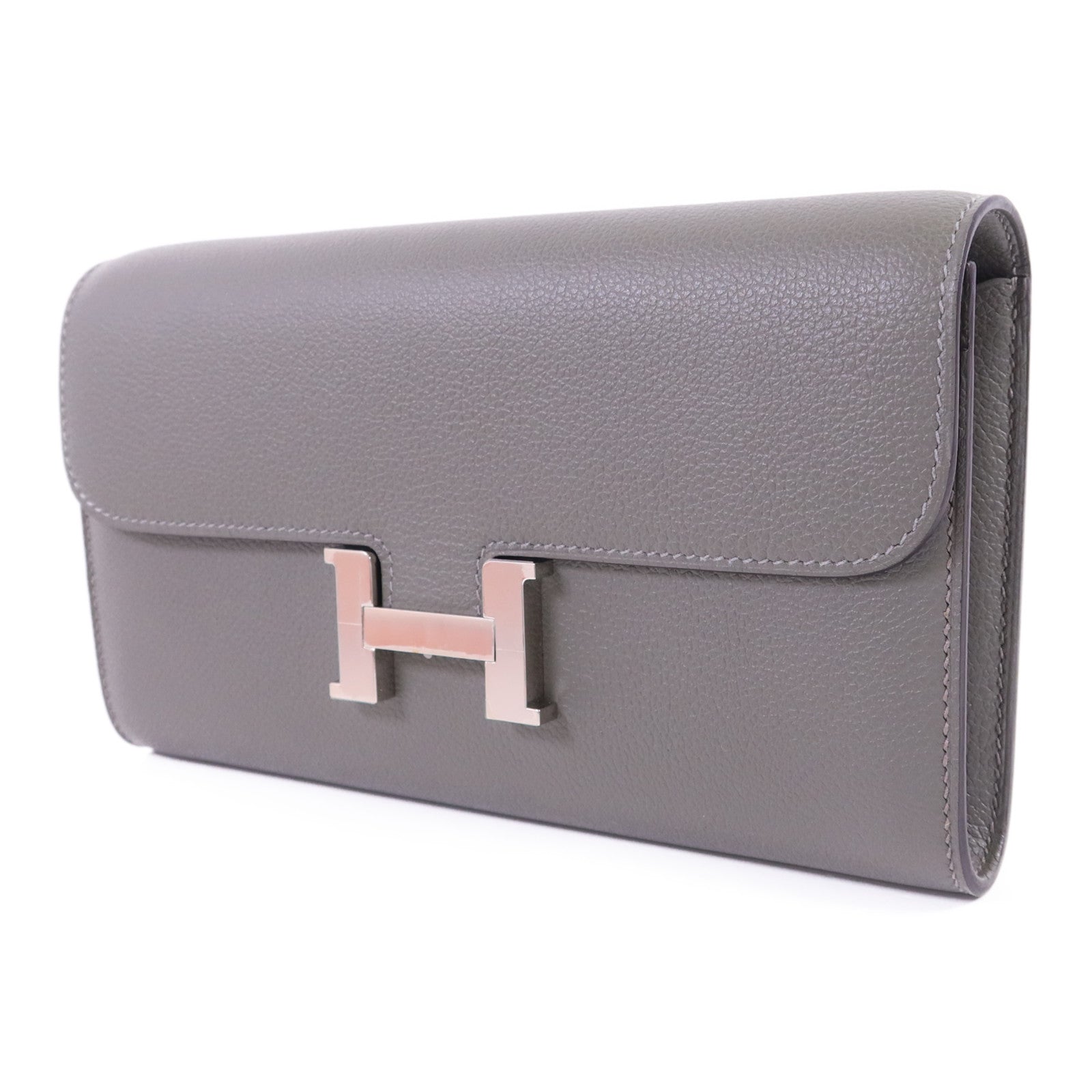 HERMES Evercolor皮革Constance To Go銀扣肩背袋Gris Meyer