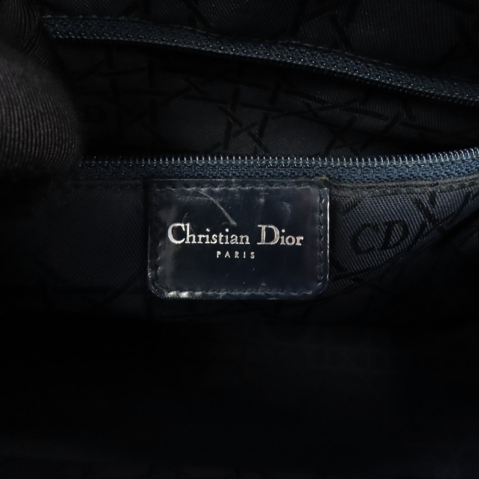 Dior 牛仔布 Lady Dior Bag銀扣手挽肩背兩用袋深藍色