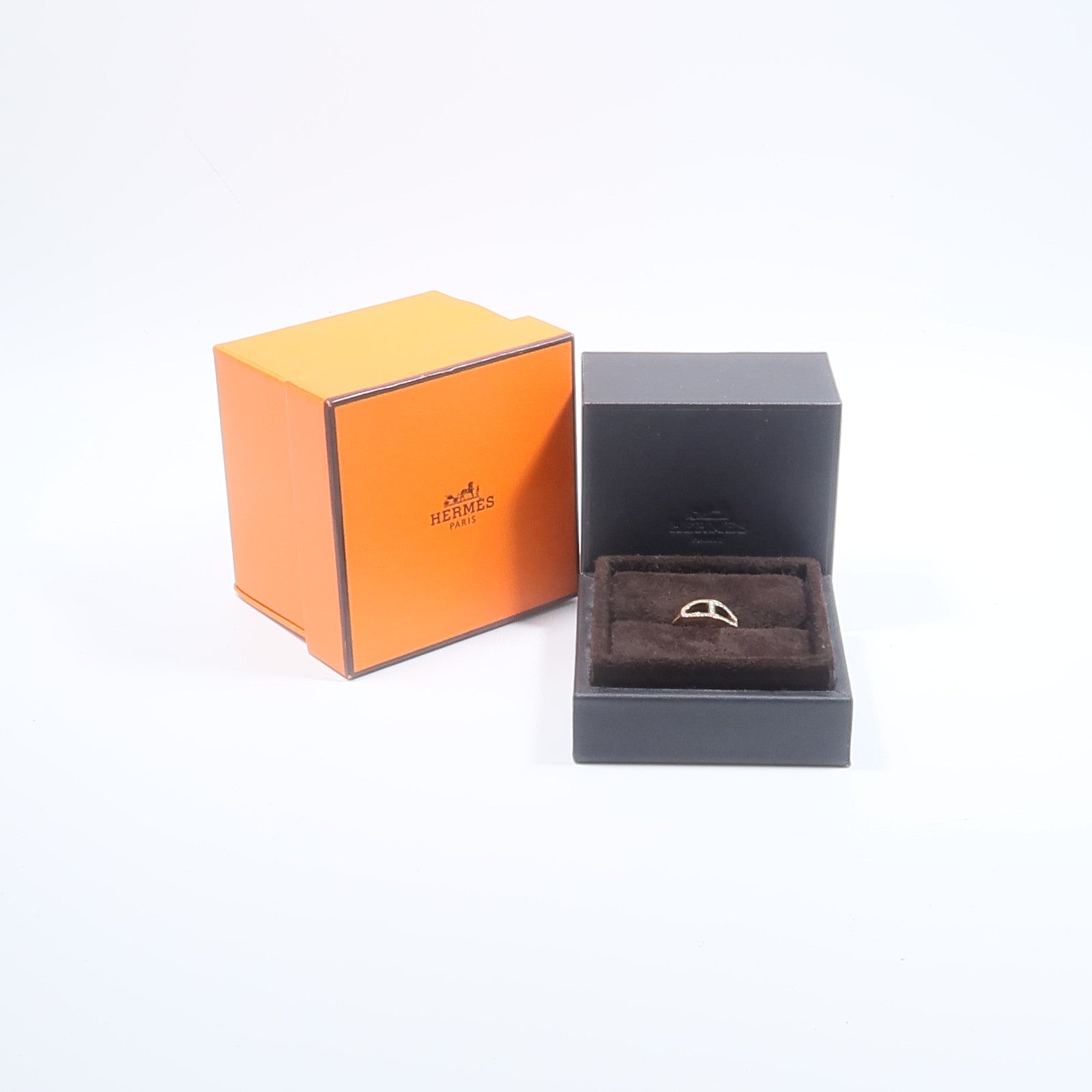 HERMES 18K玫瑰金Chaine D Ancre Contour Ring鑽石戒指
