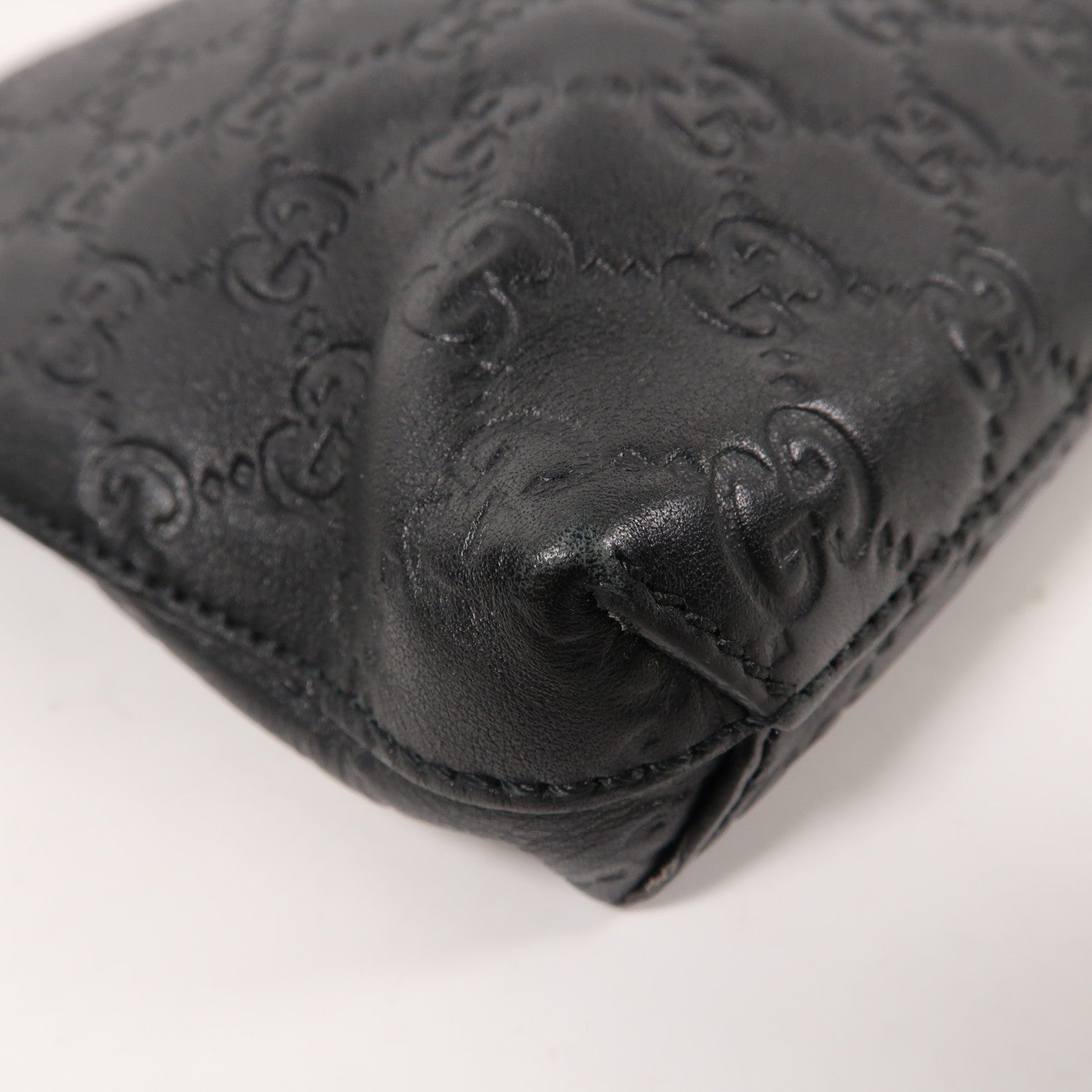 GUCCI 【激減優惠】牛皮皮革Guccissima Clutch Second Bag銀扣手拿包黑色