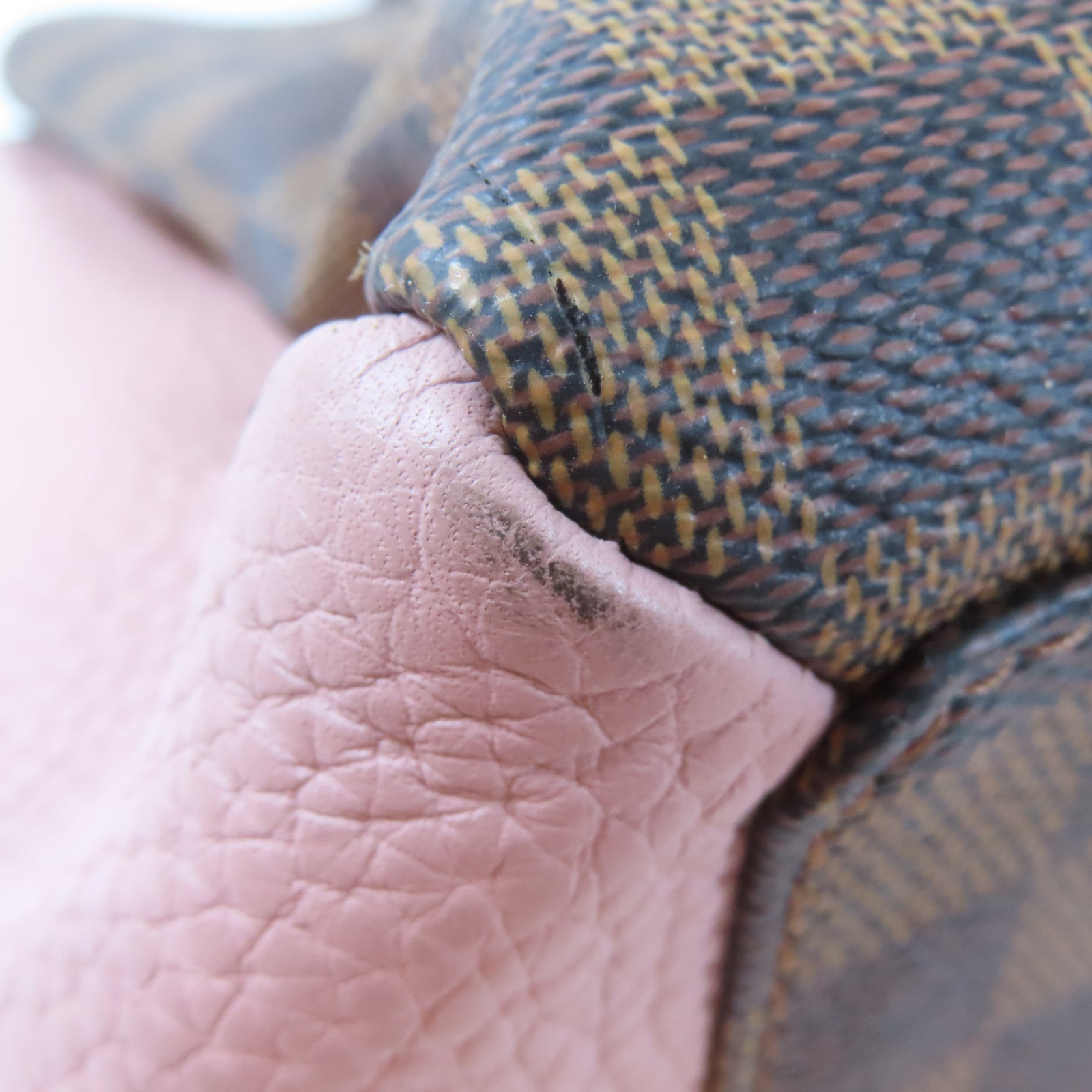 LOUIS VUITTON 【激減優惠】Damier Normandy金扣手挽肩背兩用袋啡色/粉紅色