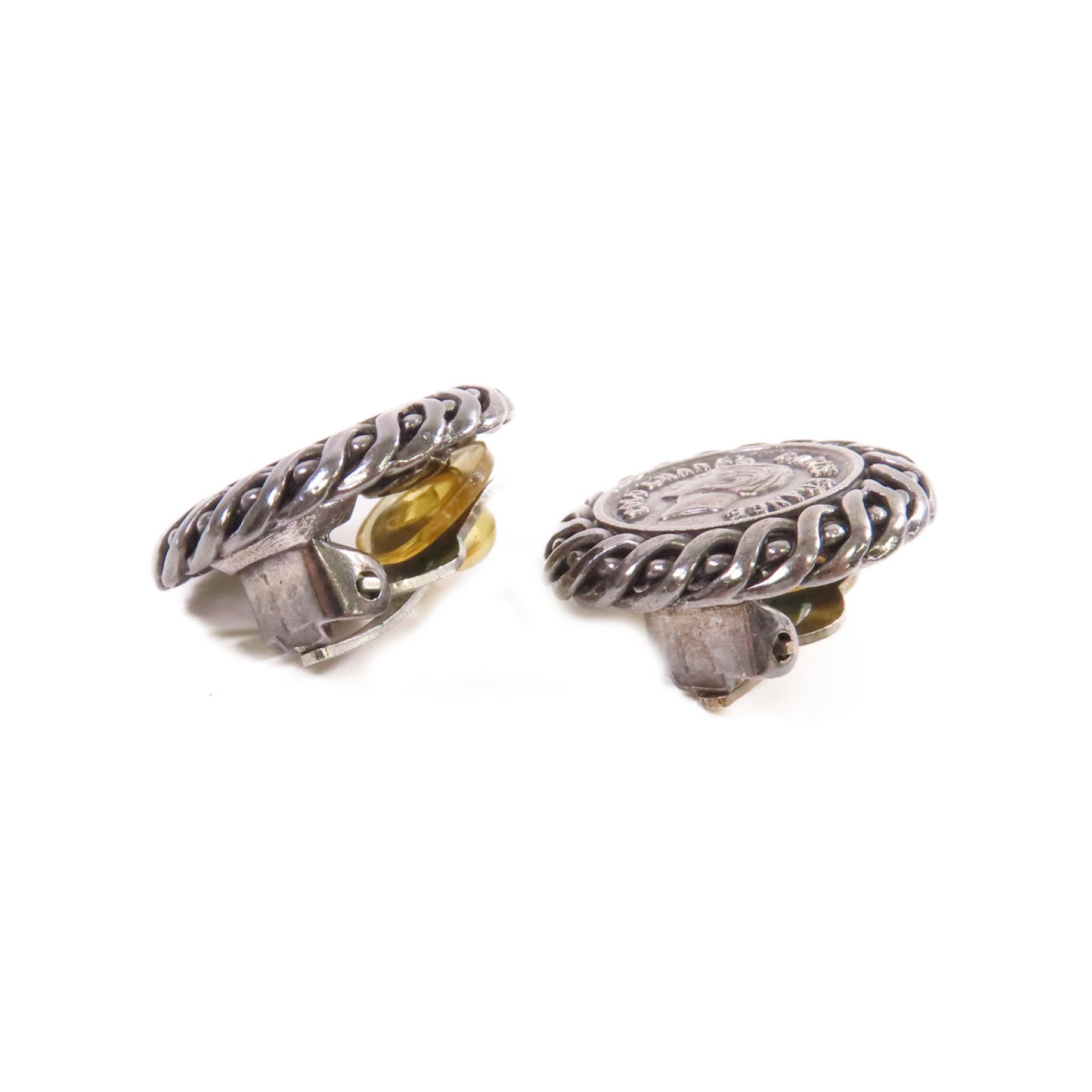 CHANEL 金屬Coco Coin Earrings耳環古銅銀色