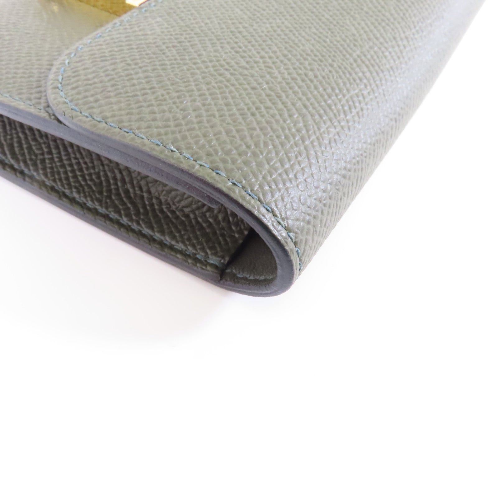 HERMES Epsom皮革Constance Slim錢包Vert Gris/深綠色