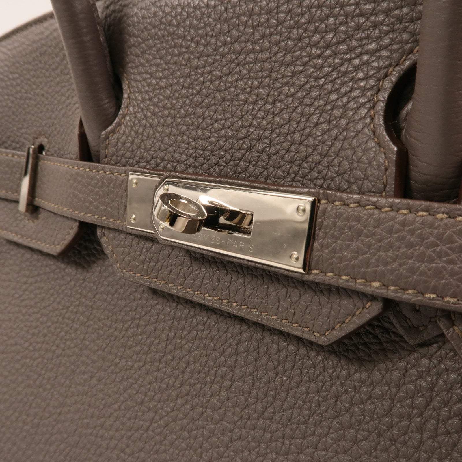HERMES Togo皮革Birkin 30銀扣手挽袋Etain